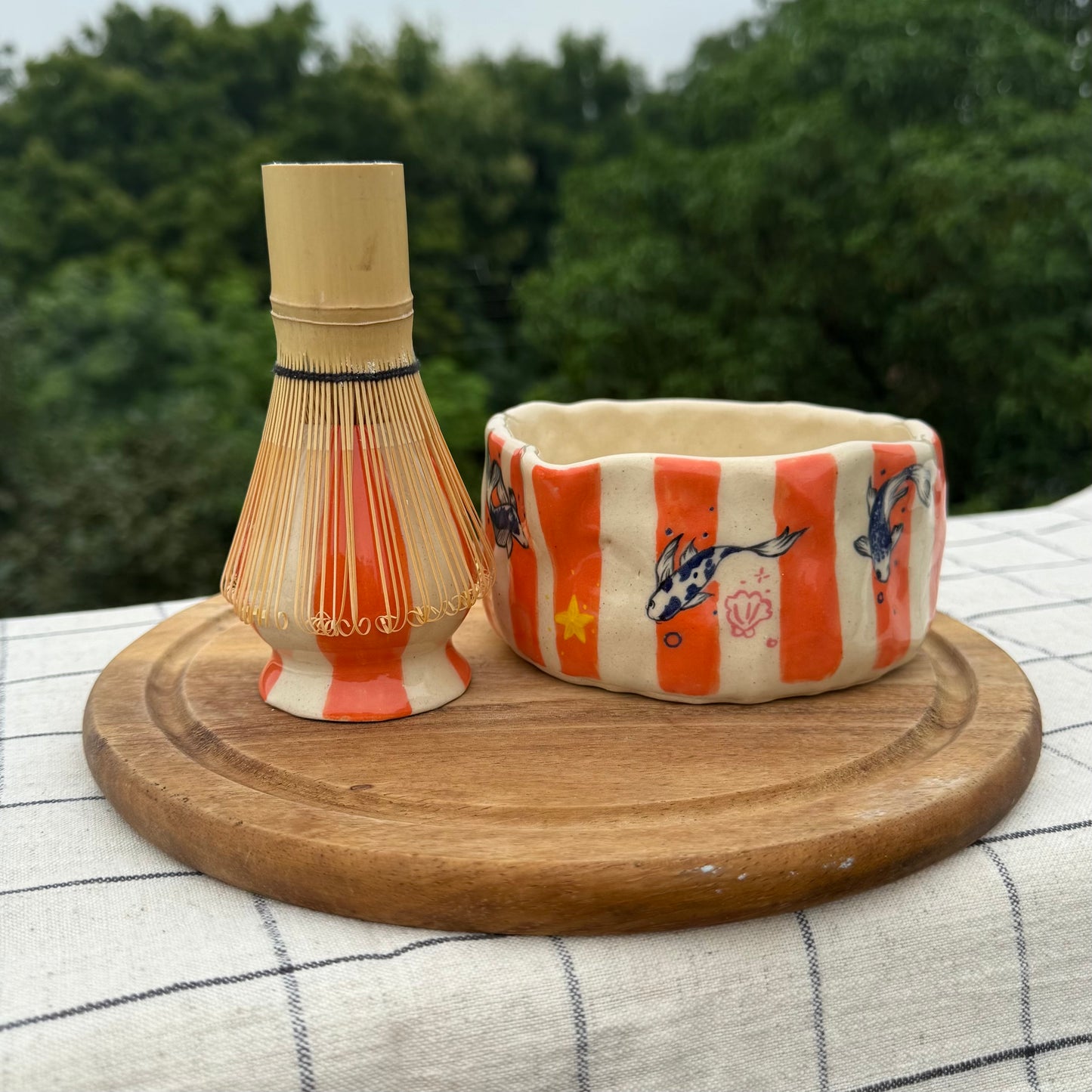 Koi fish Matcha pourer + whisk holder