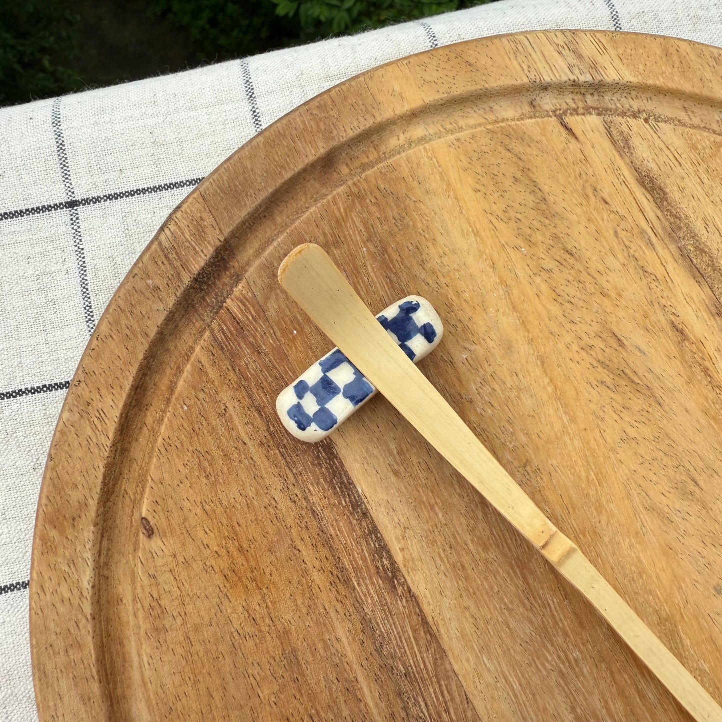 Skateboard chashaku & chopstick holder (blue)