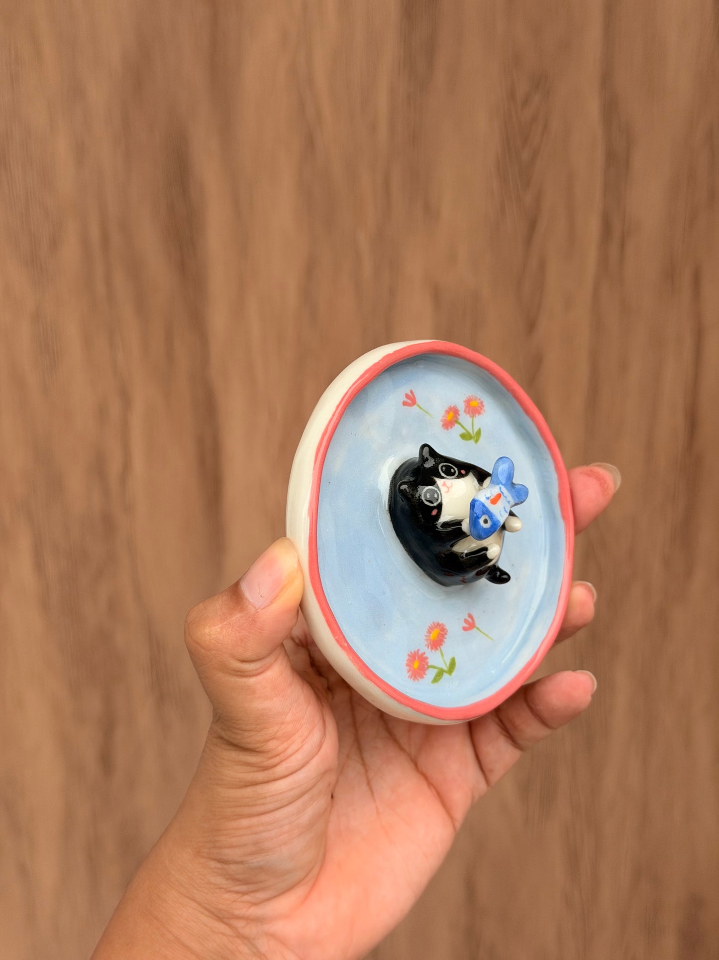 Black Cat & fish trinket