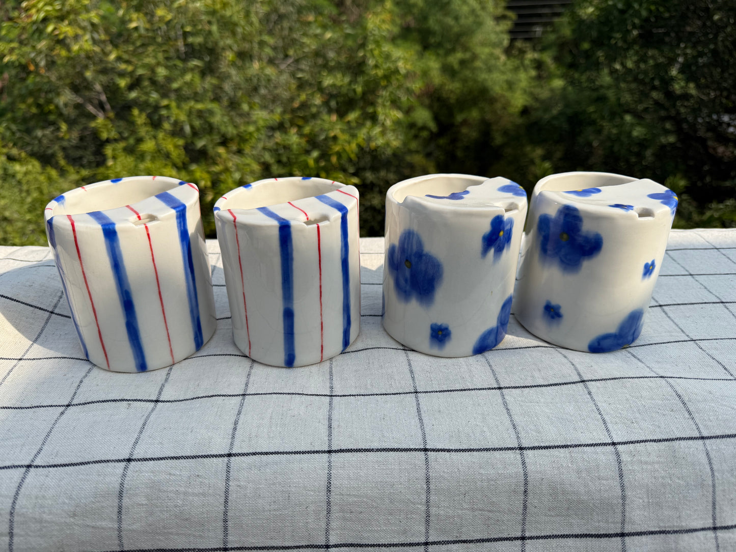 🎄Red-Blue🎄stripe ceramic tumbler