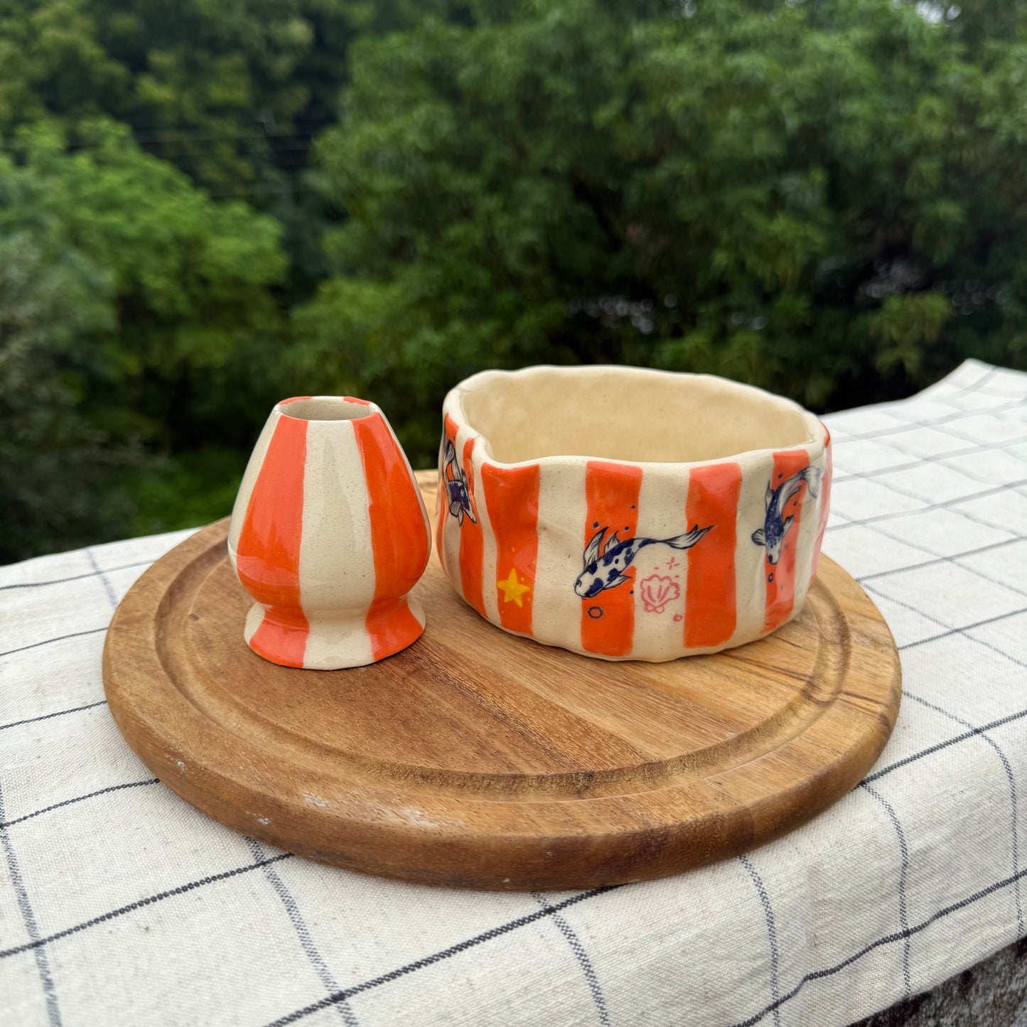 Koi fish Matcha pourer + whisk holder