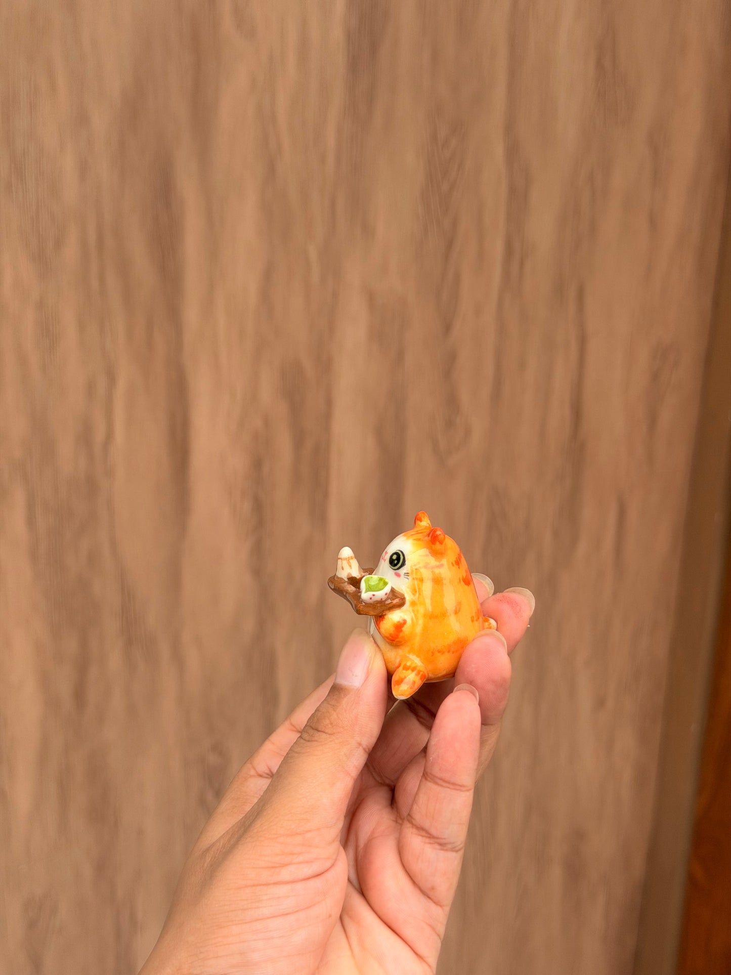 Orange Puffer Cat Chashaku holder