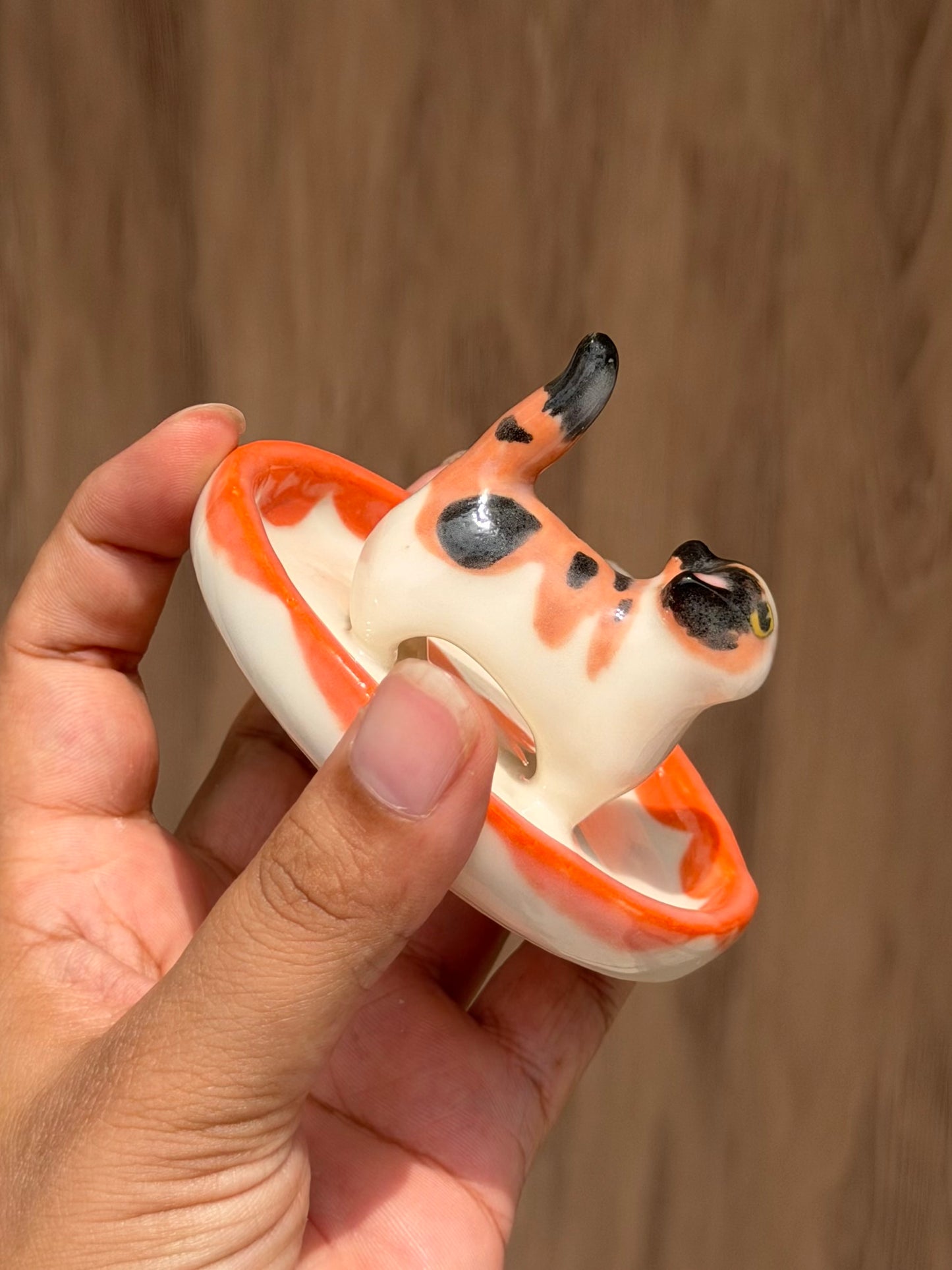 Orange cat trinket tray