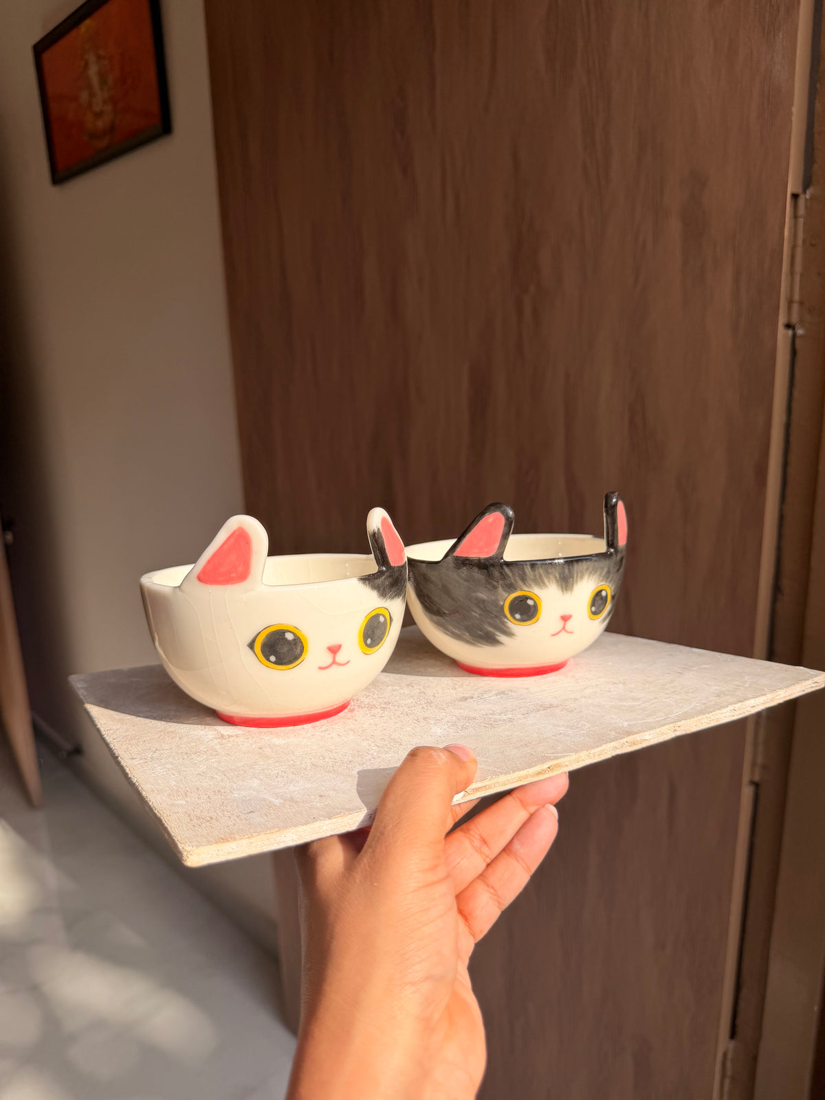 White cat bowl