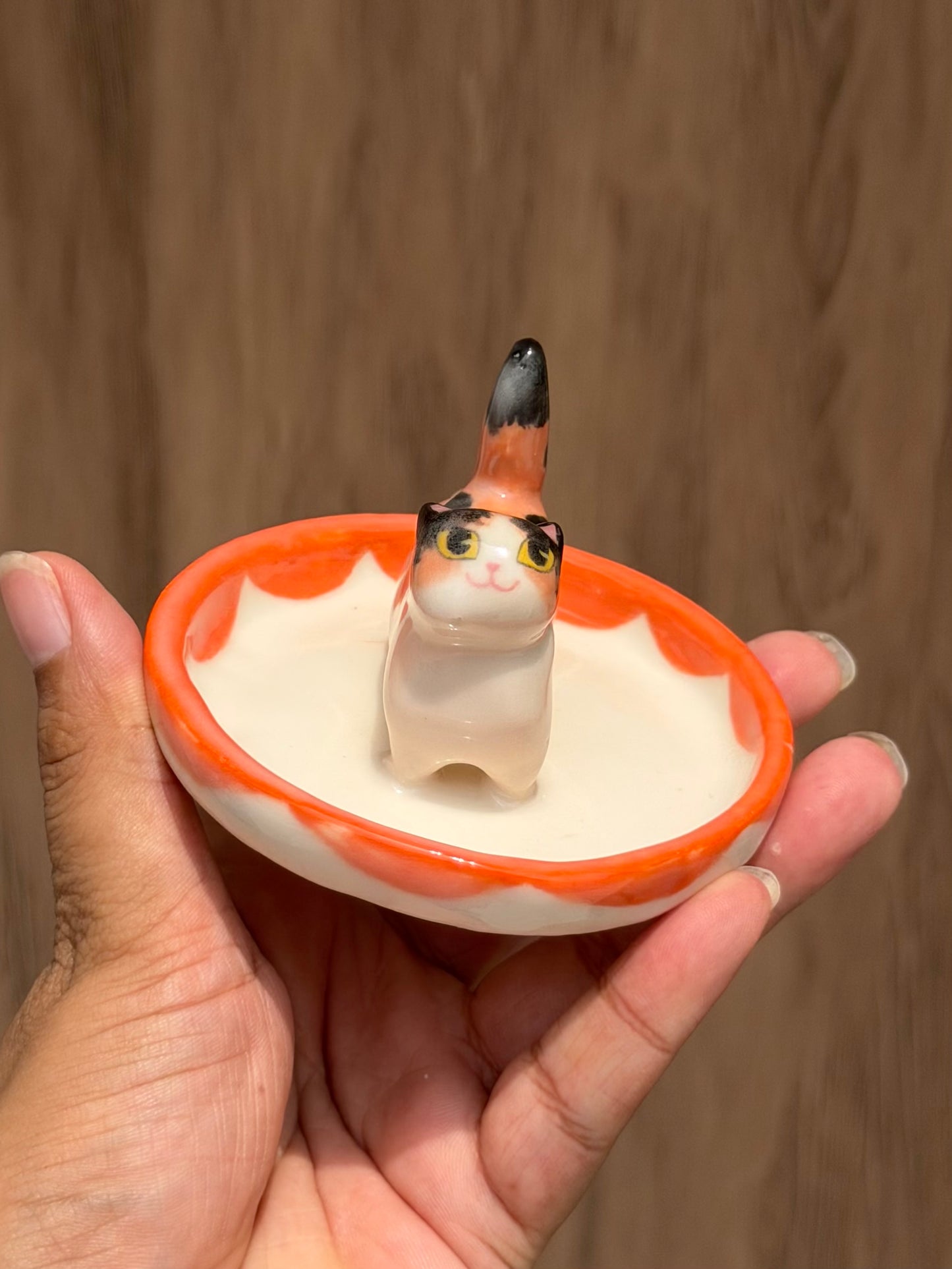 Orange cat trinket tray