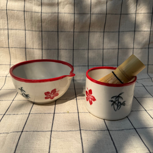 Tropical matcha pourer +whisk holder