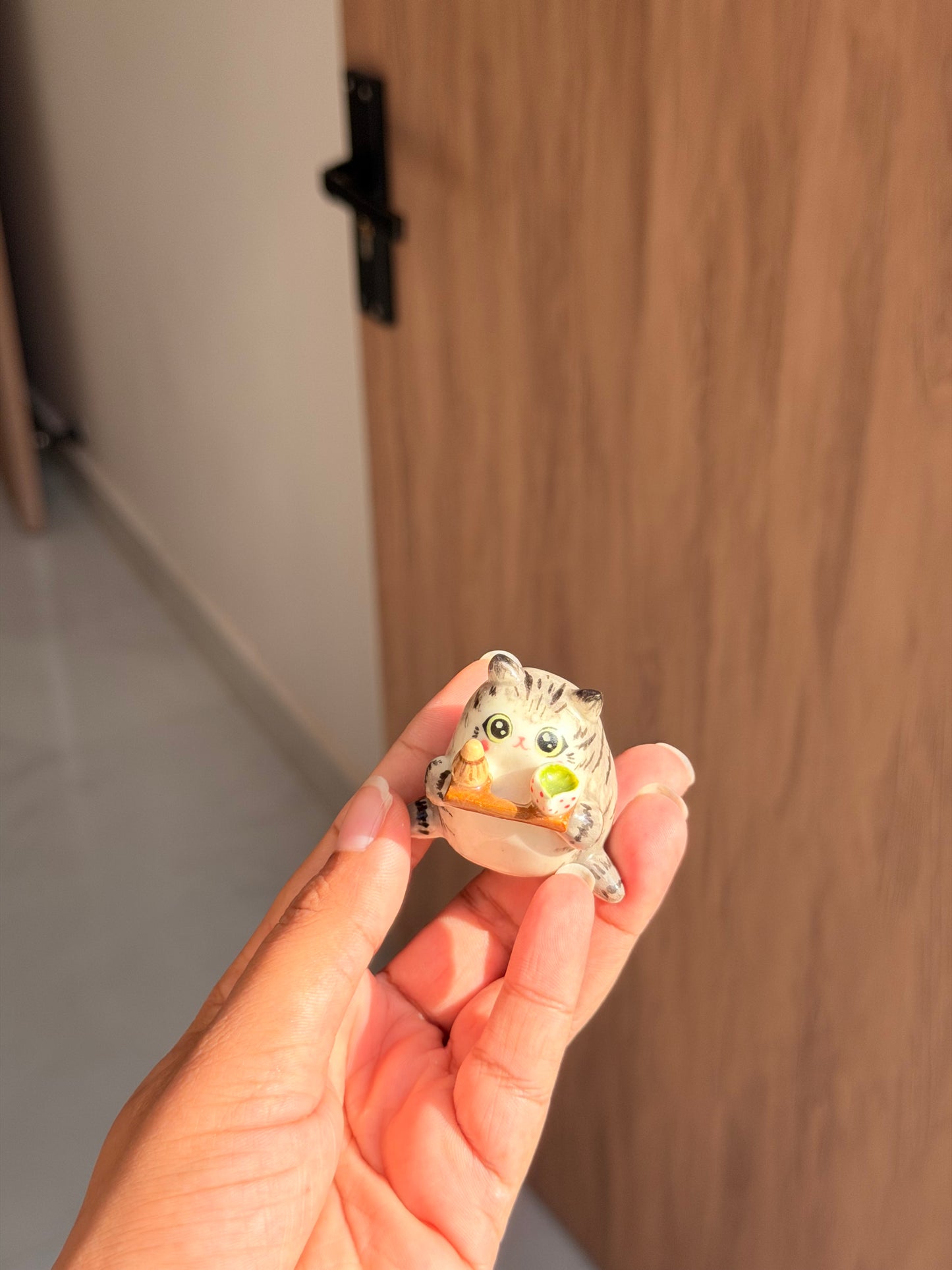 Grey cat Chashaku holder