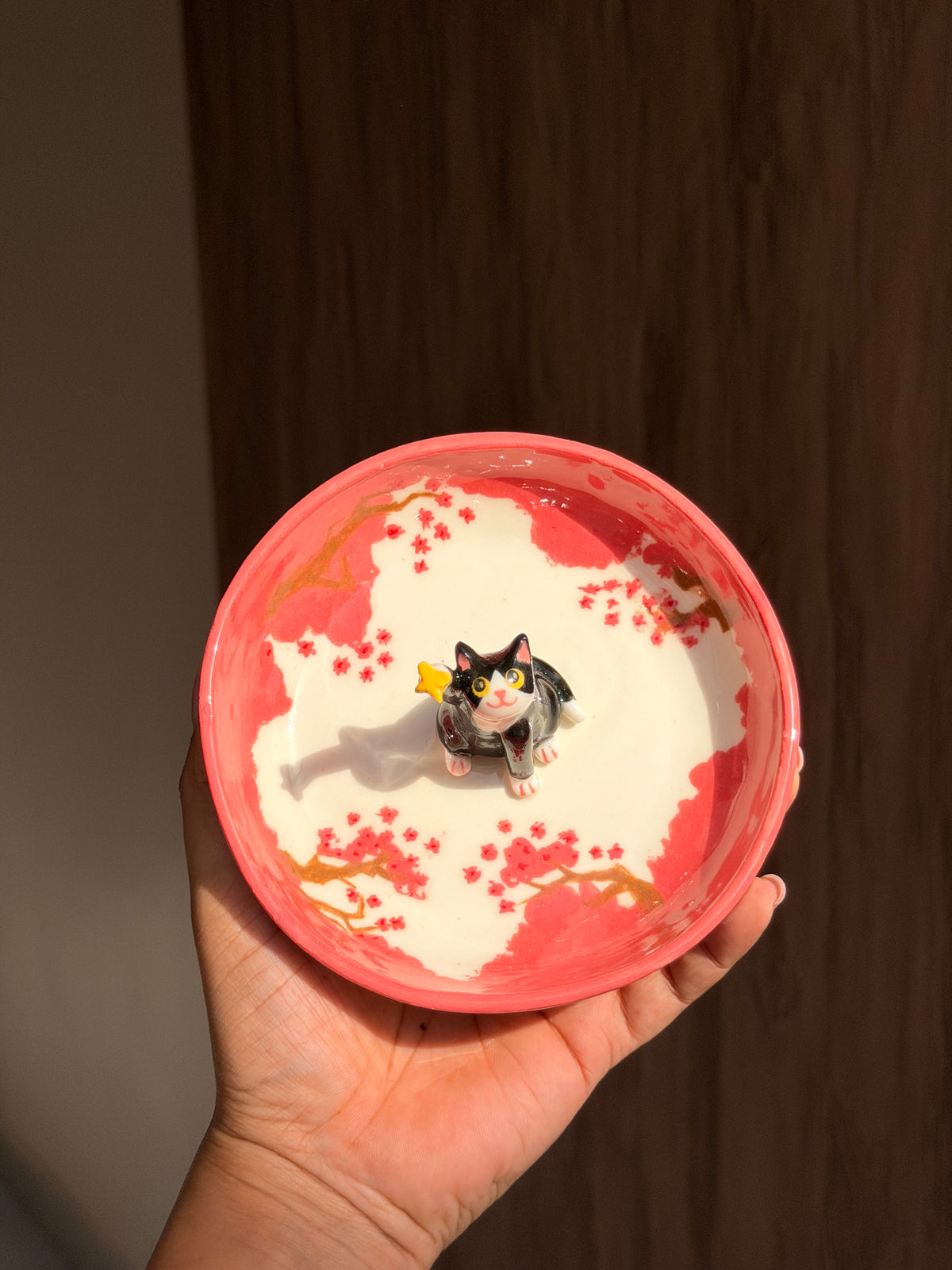 Black cat sakura tray