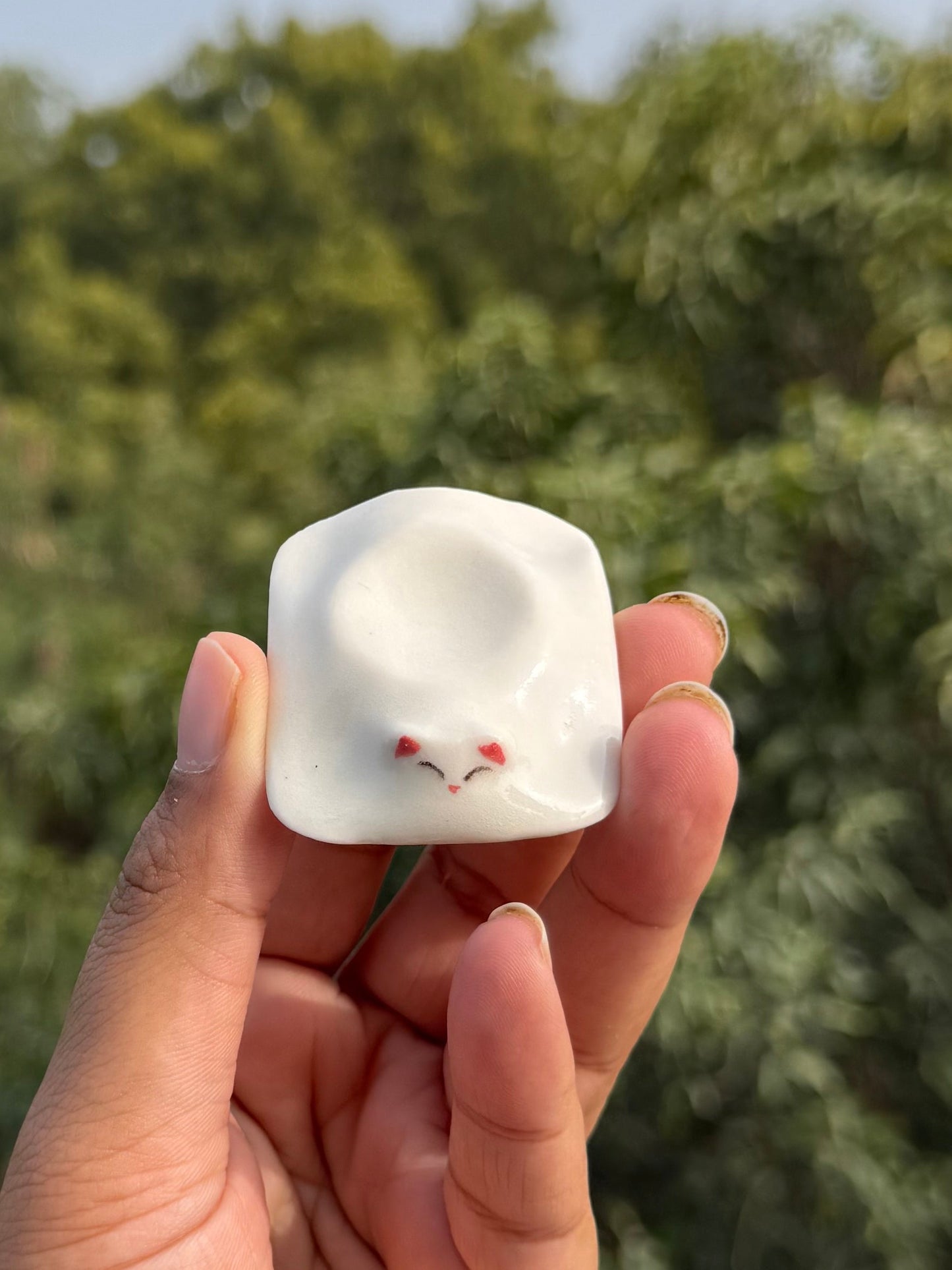 White cat Chashaku & choptick holder