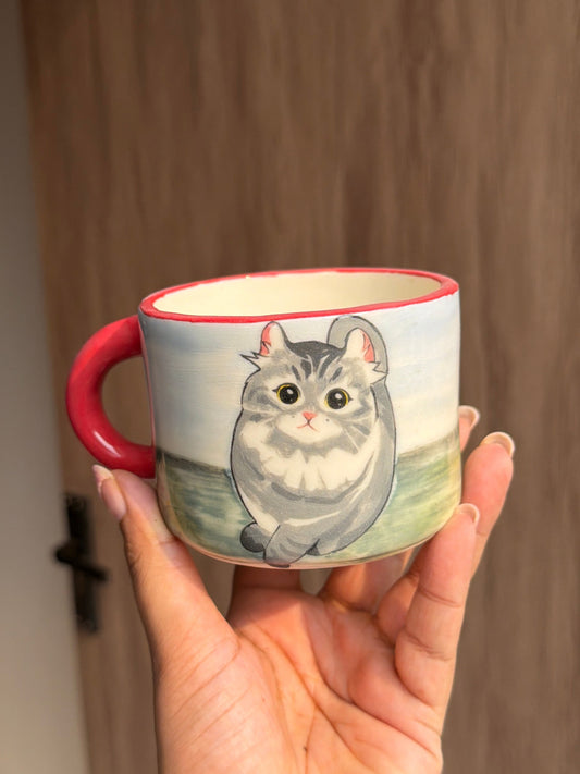 Grey cat mug