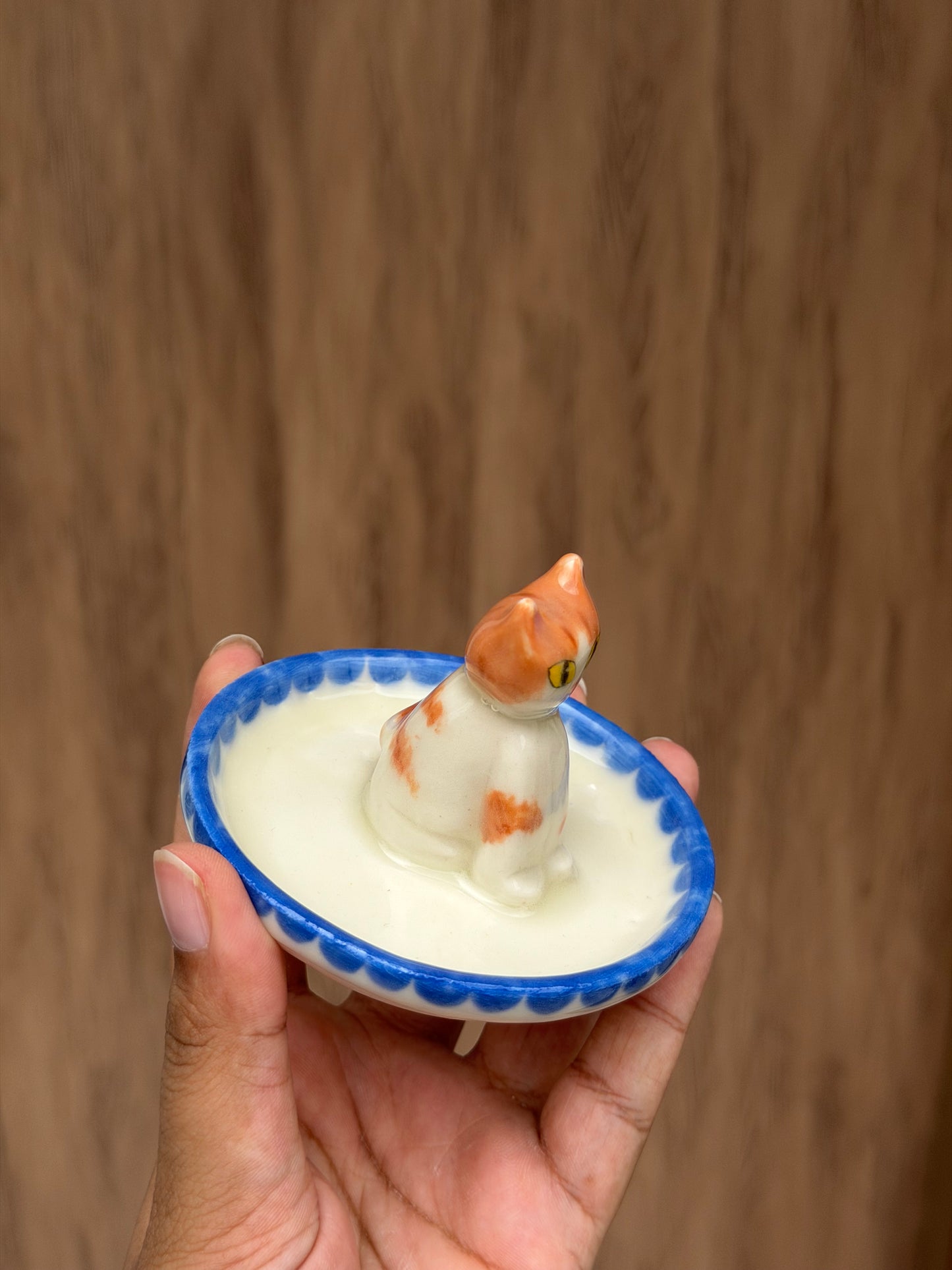 Orange cat trinket tray