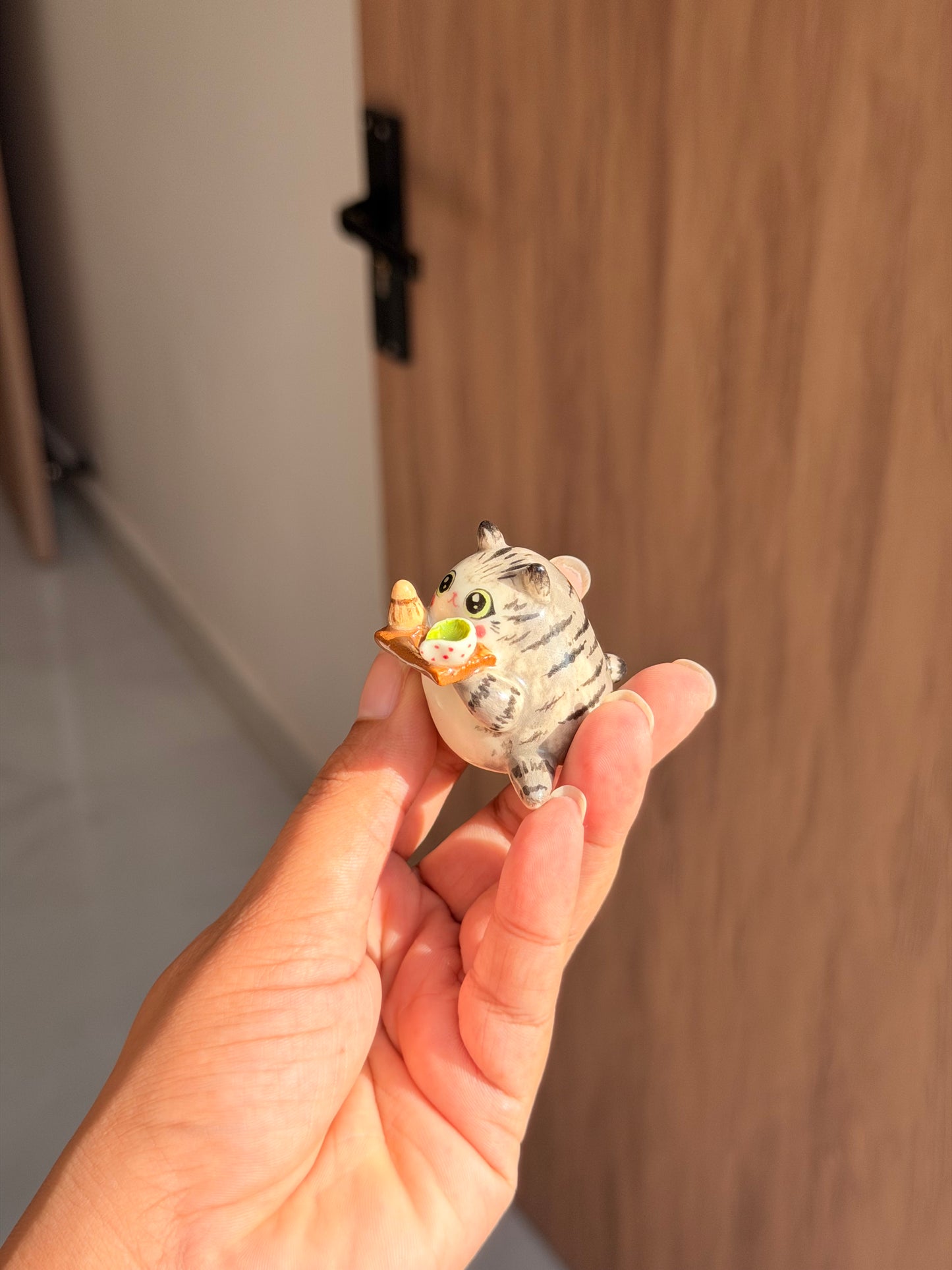Grey cat Chashaku holder