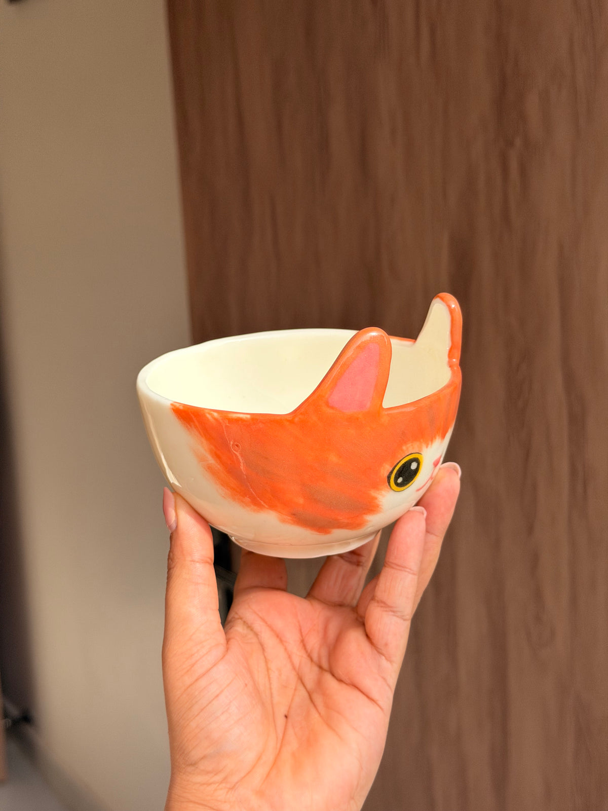 Orange cat bowl