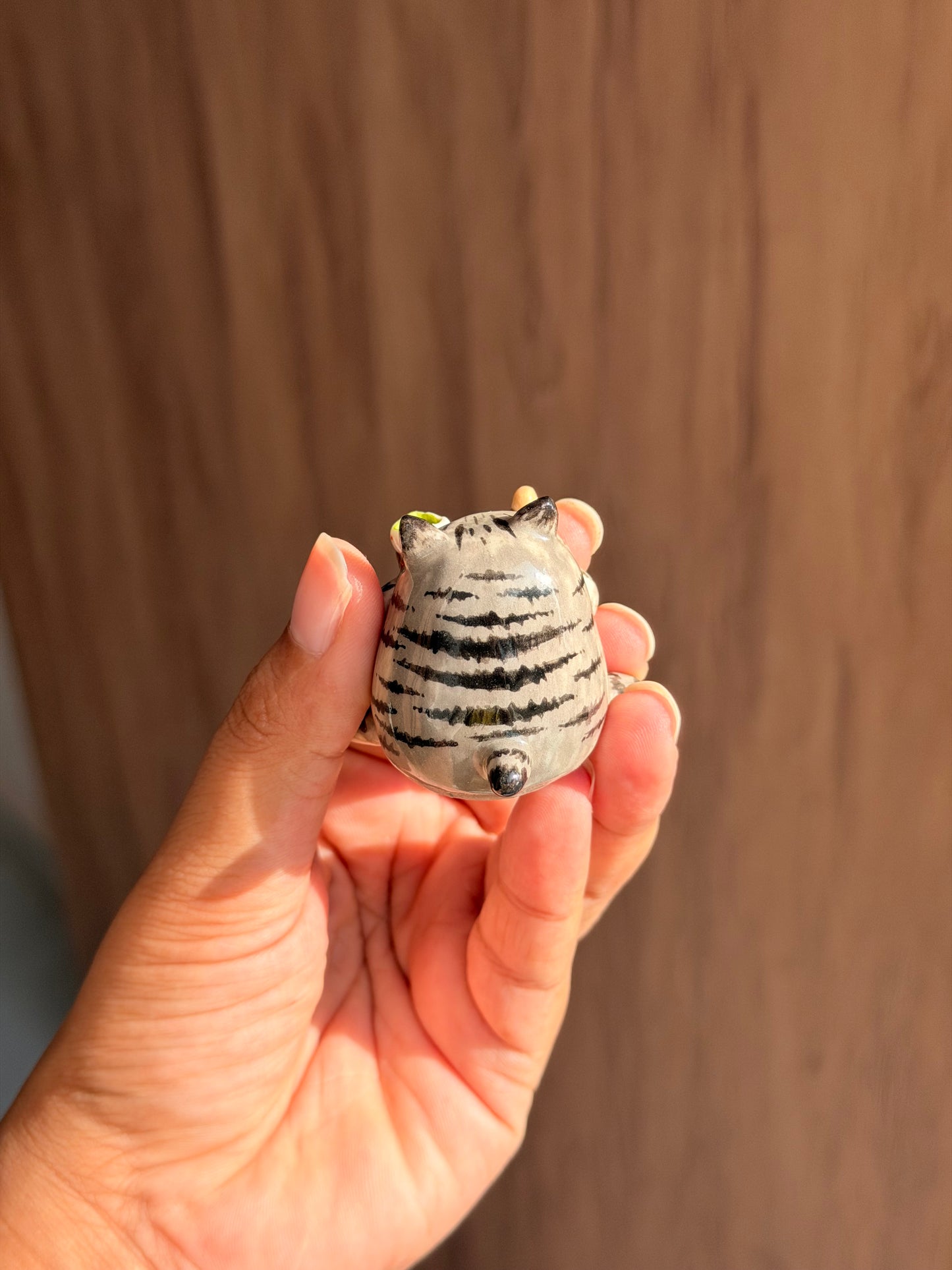 Grey cat Chashaku holder
