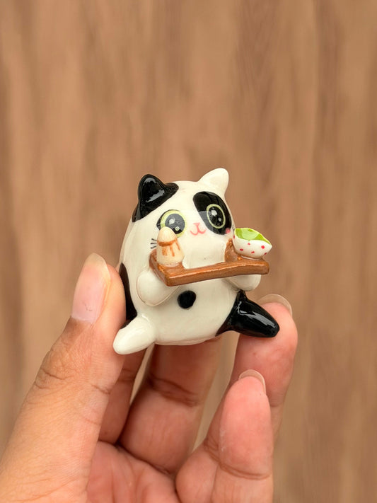 B&W Puffer Cat Chashaku holder