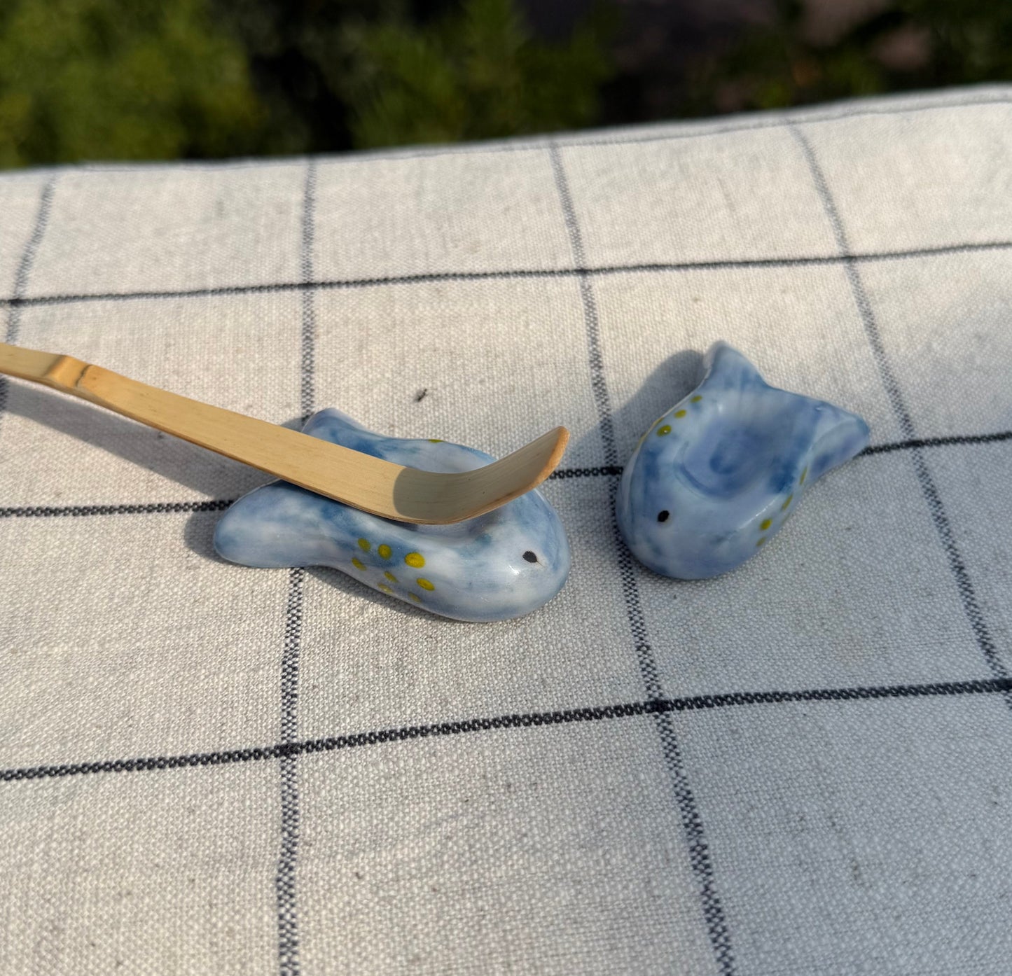 Blue Fish chashaku & chopstick Holder