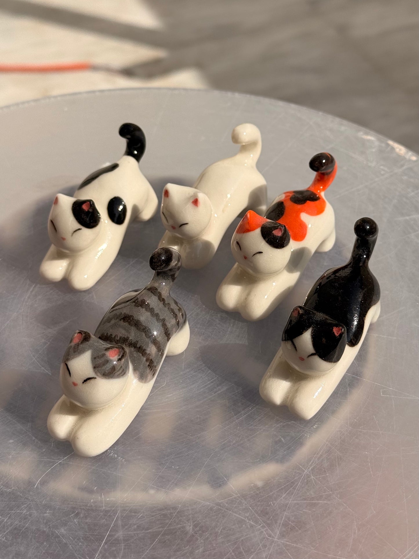 White cat chopstick & Chashaku holder