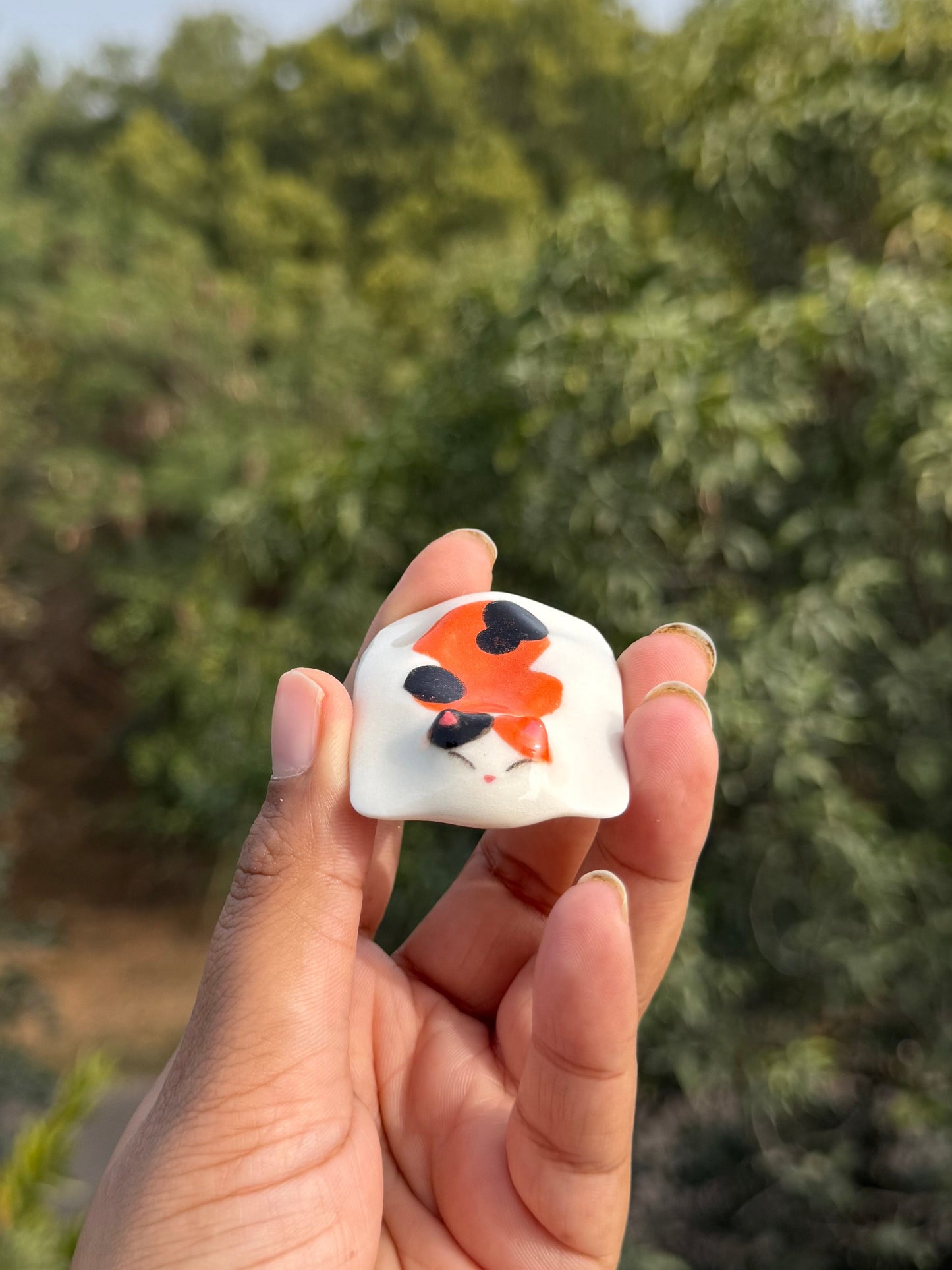 Orange cat Chashaku & choptick holder