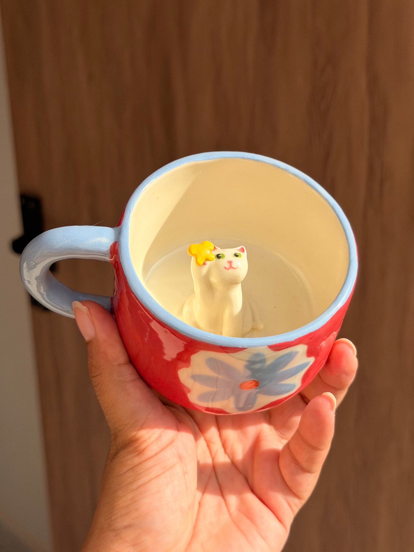 White cat mug