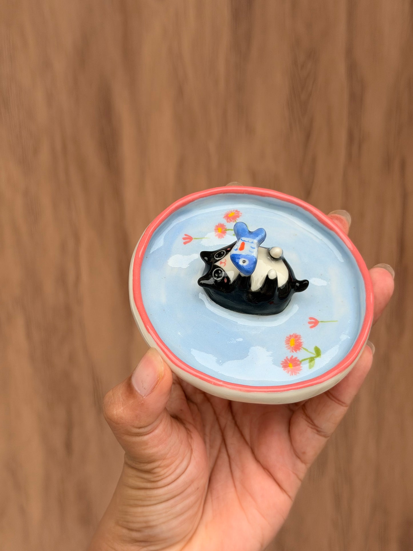 Black Cat & fish trinket
