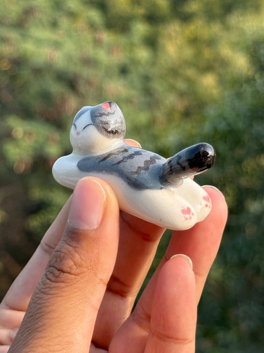 Grey cat chopstick & Chashaku holder