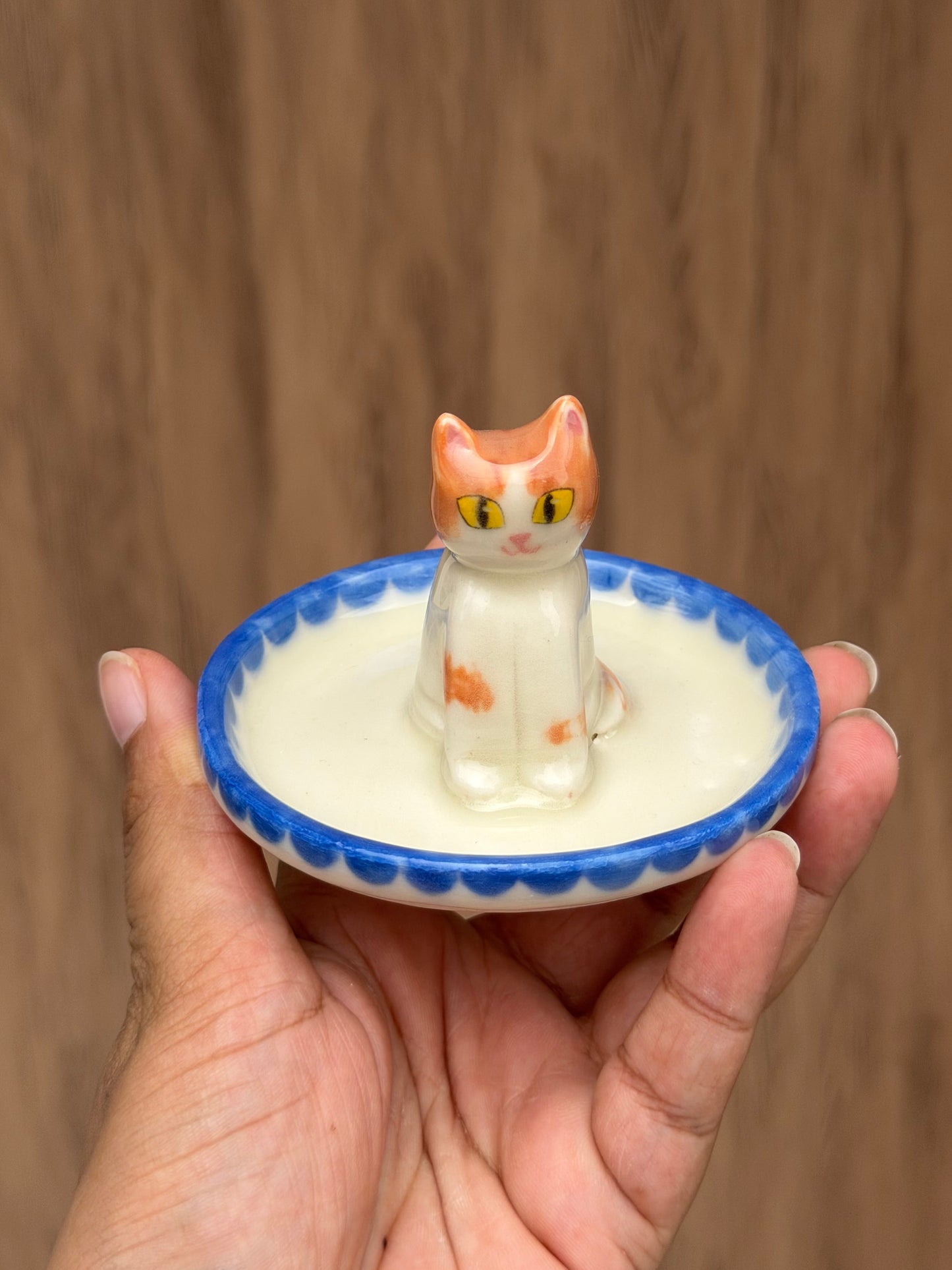 Orange cat trinket tray