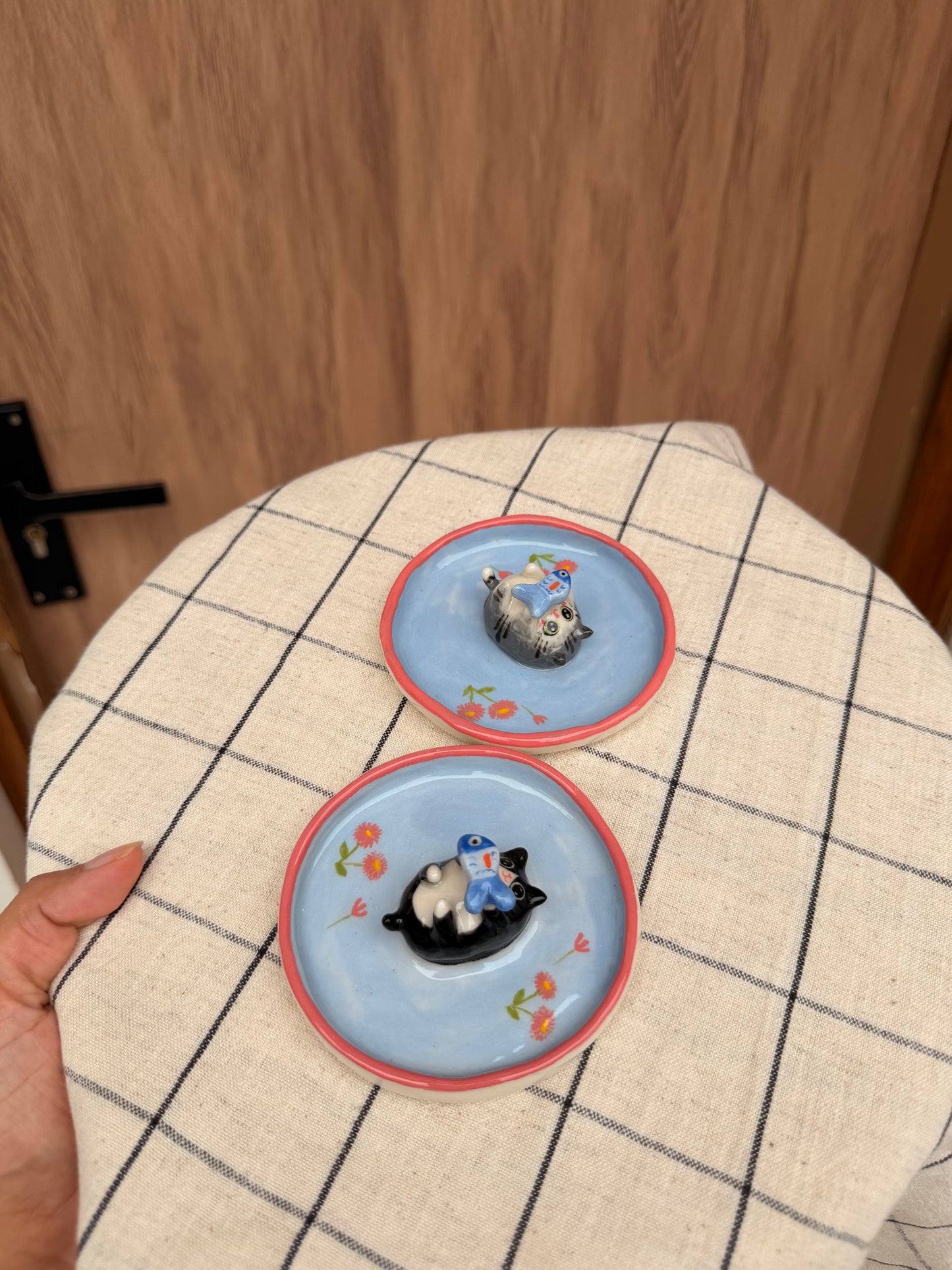 Black Cat & fish trinket