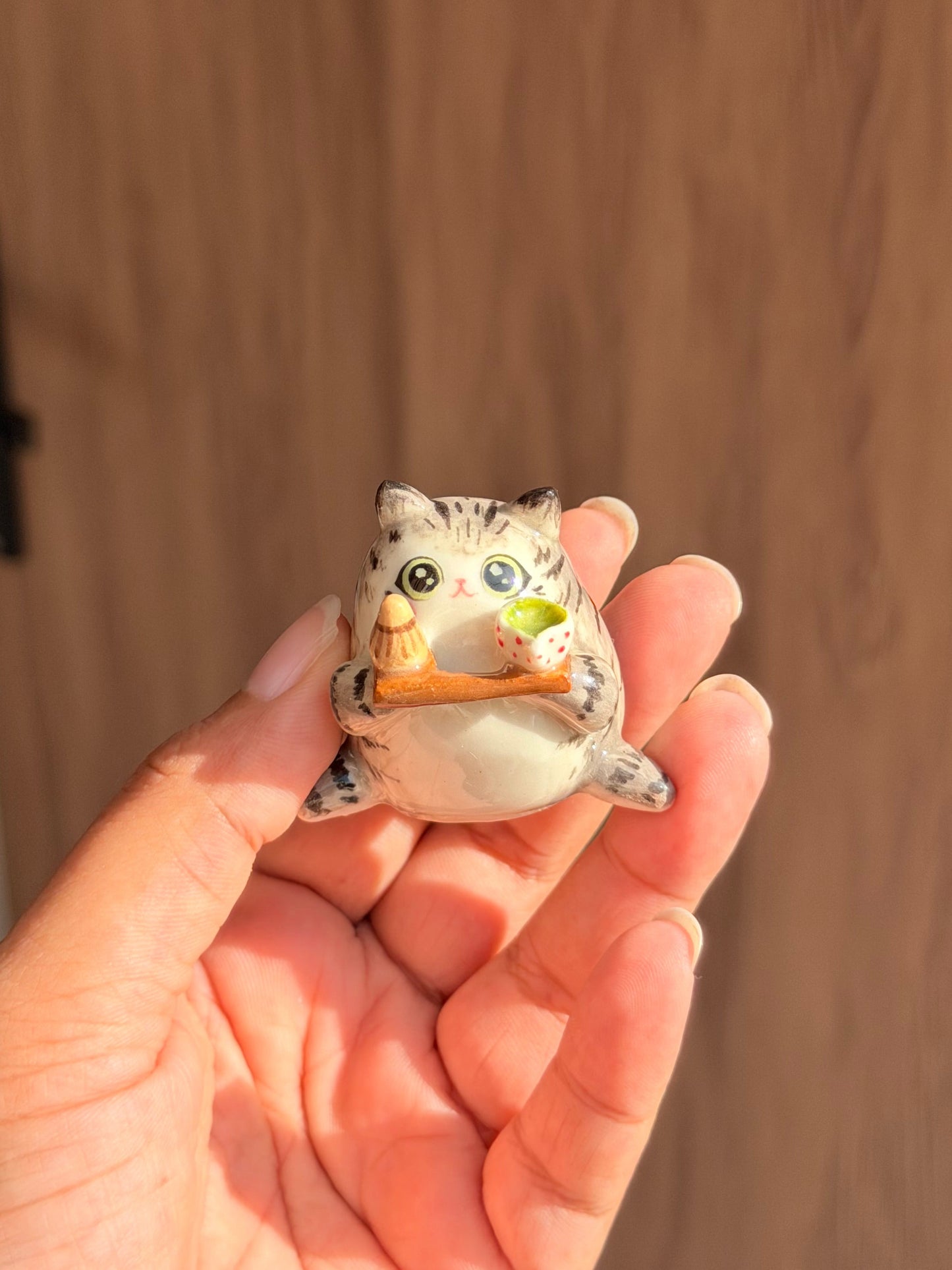 Grey cat Chashaku holder