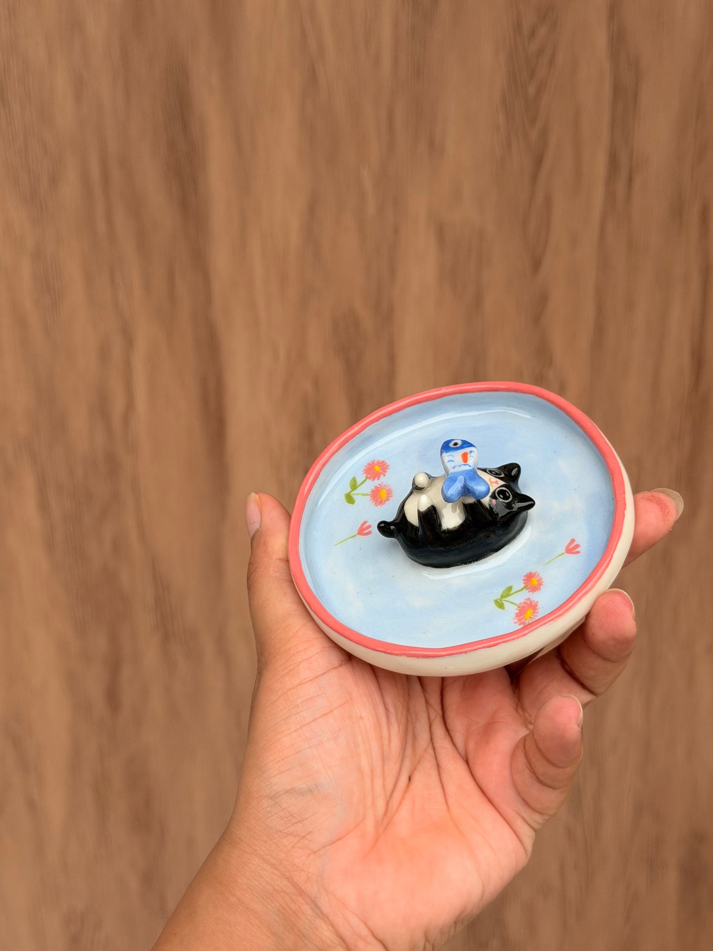Black Cat & fish trinket