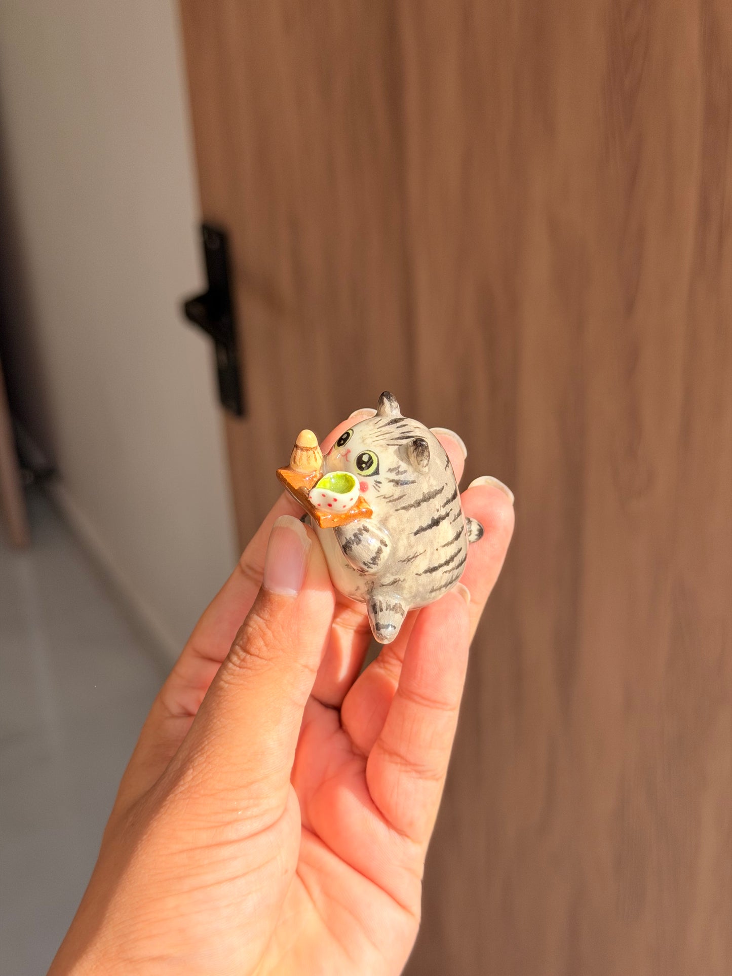 Grey cat Chashaku holder
