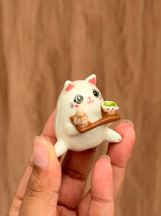 White Puffer Cat Chashaku holder