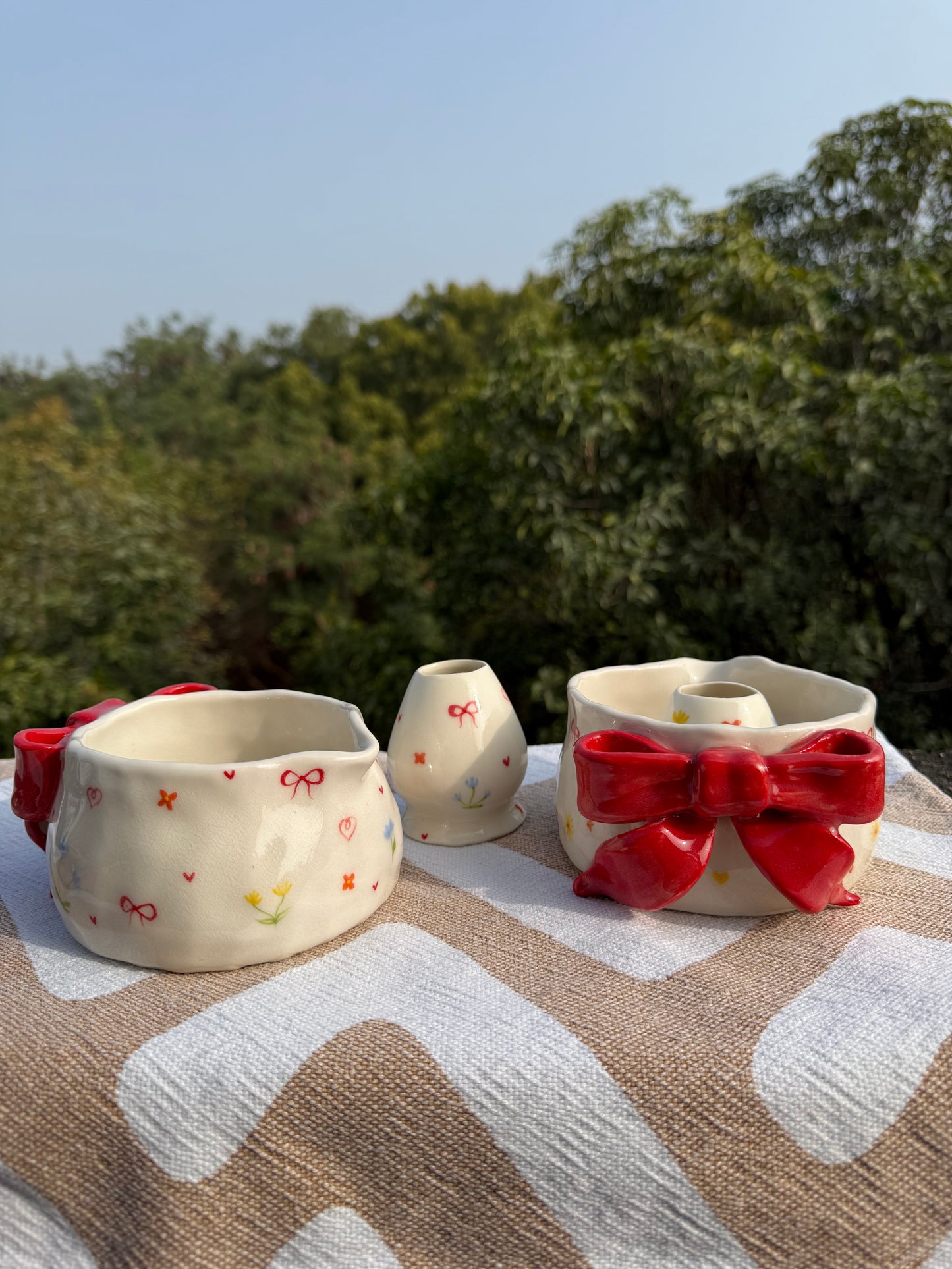 Valentine Bow matcha set