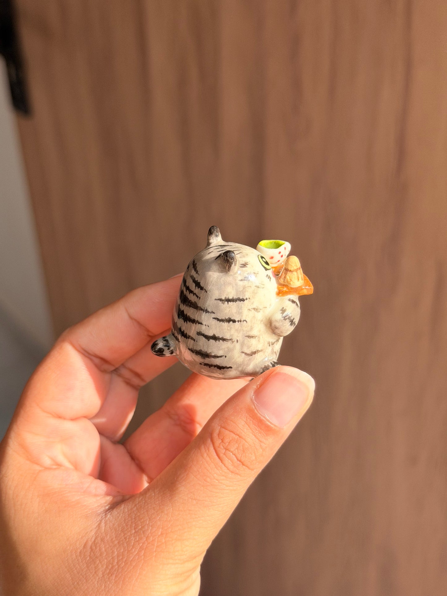 Grey cat Chashaku holder