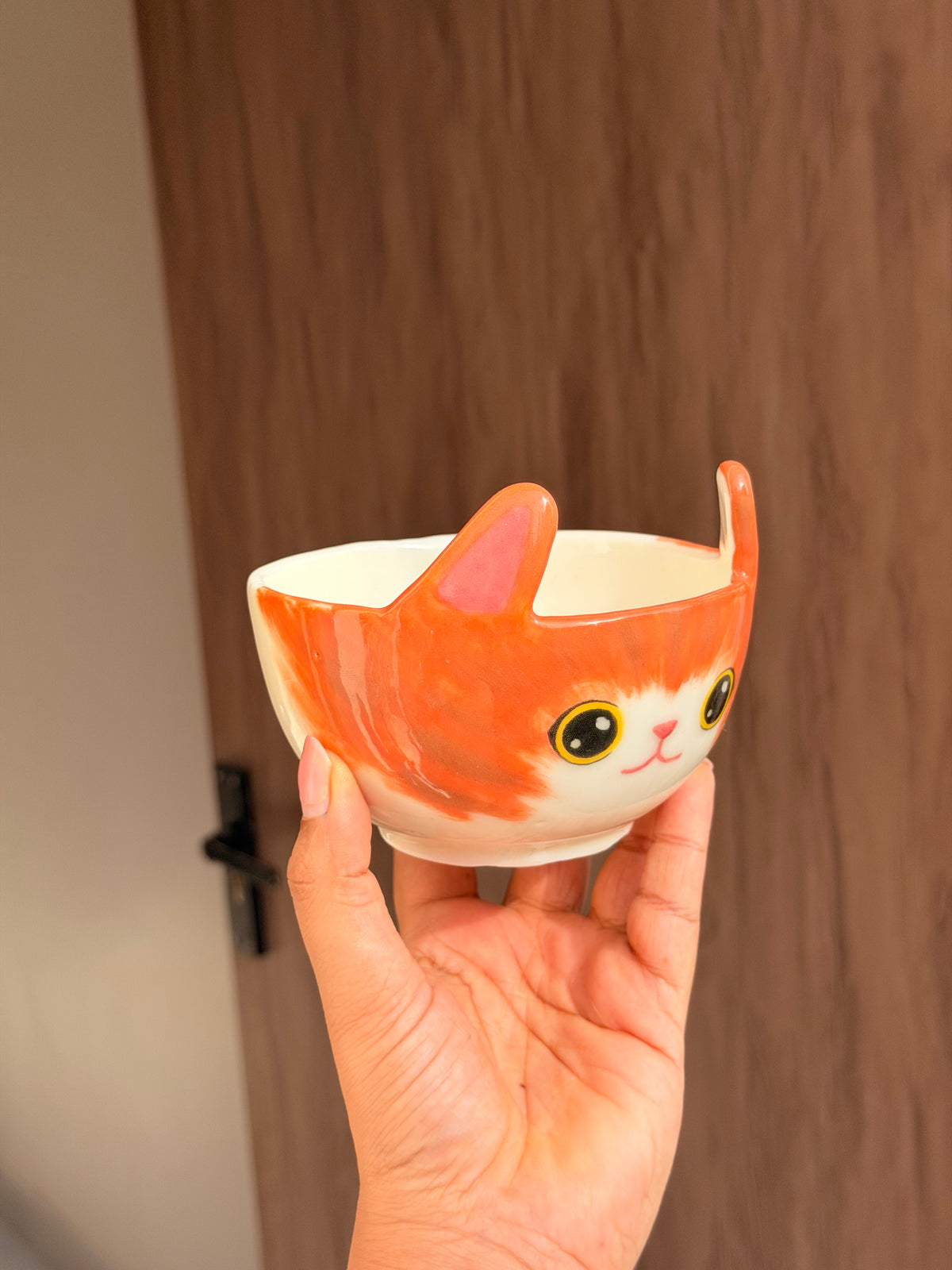 Orange cat bowl