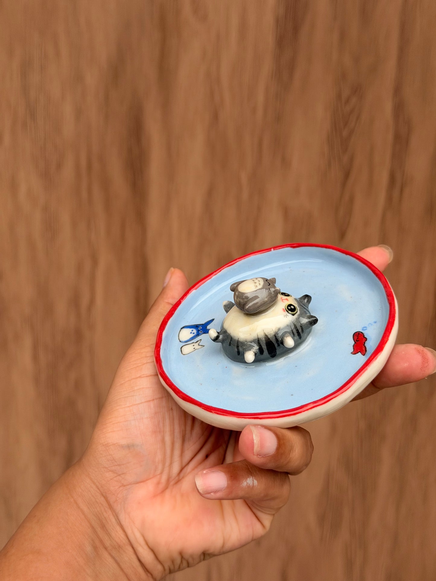 Grey Cat & Totoro trinket