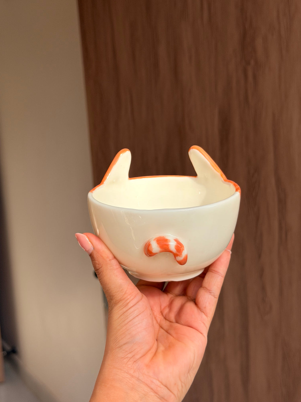 Orange cat bowl