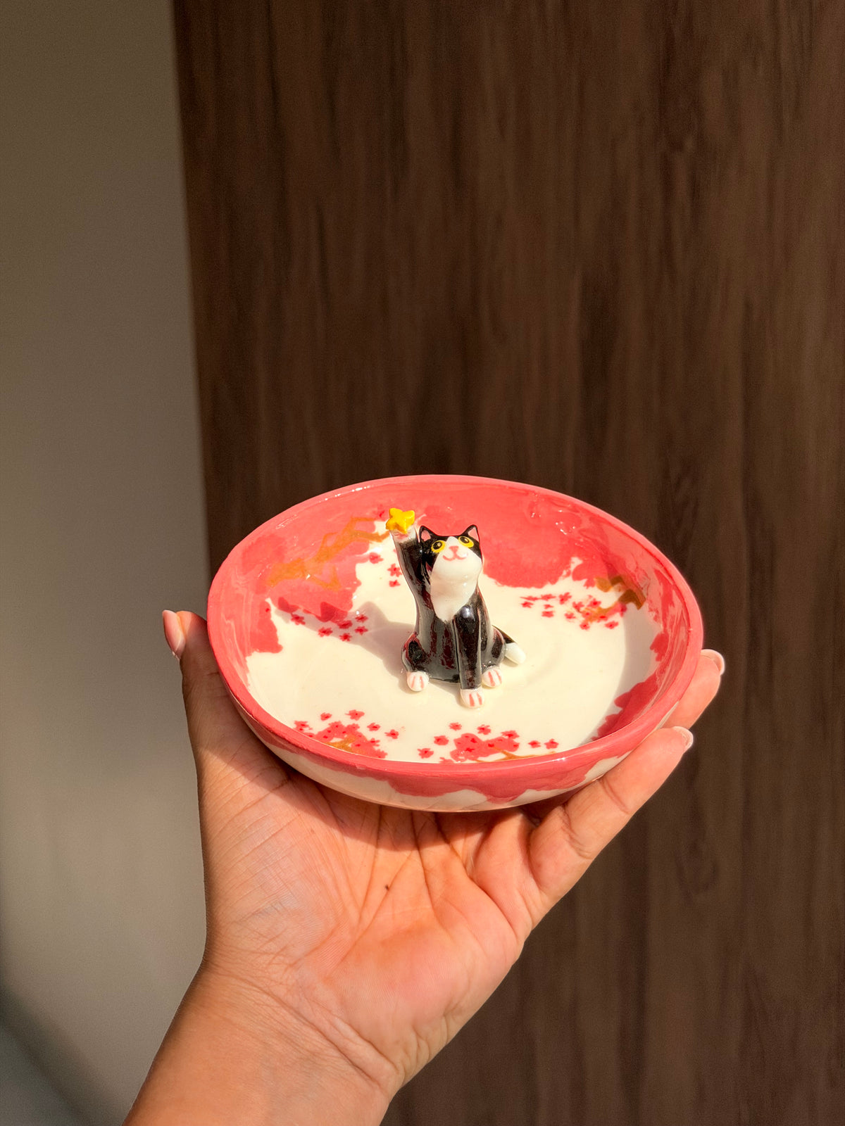 Black cat sakura tray