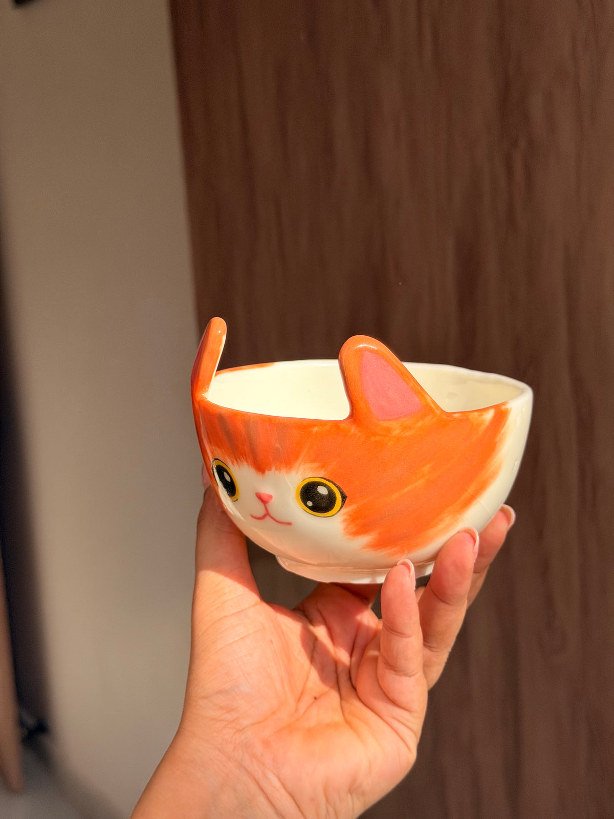 Orange cat bowl
