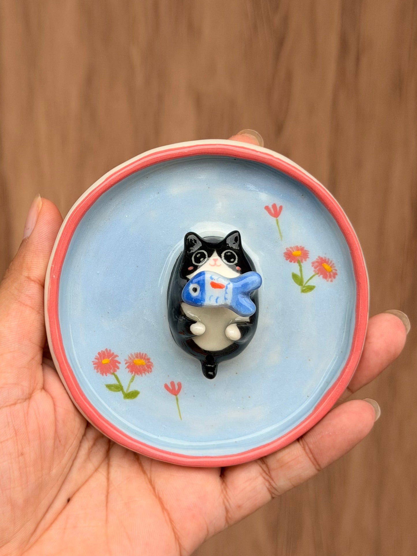 Black Cat & fish trinket