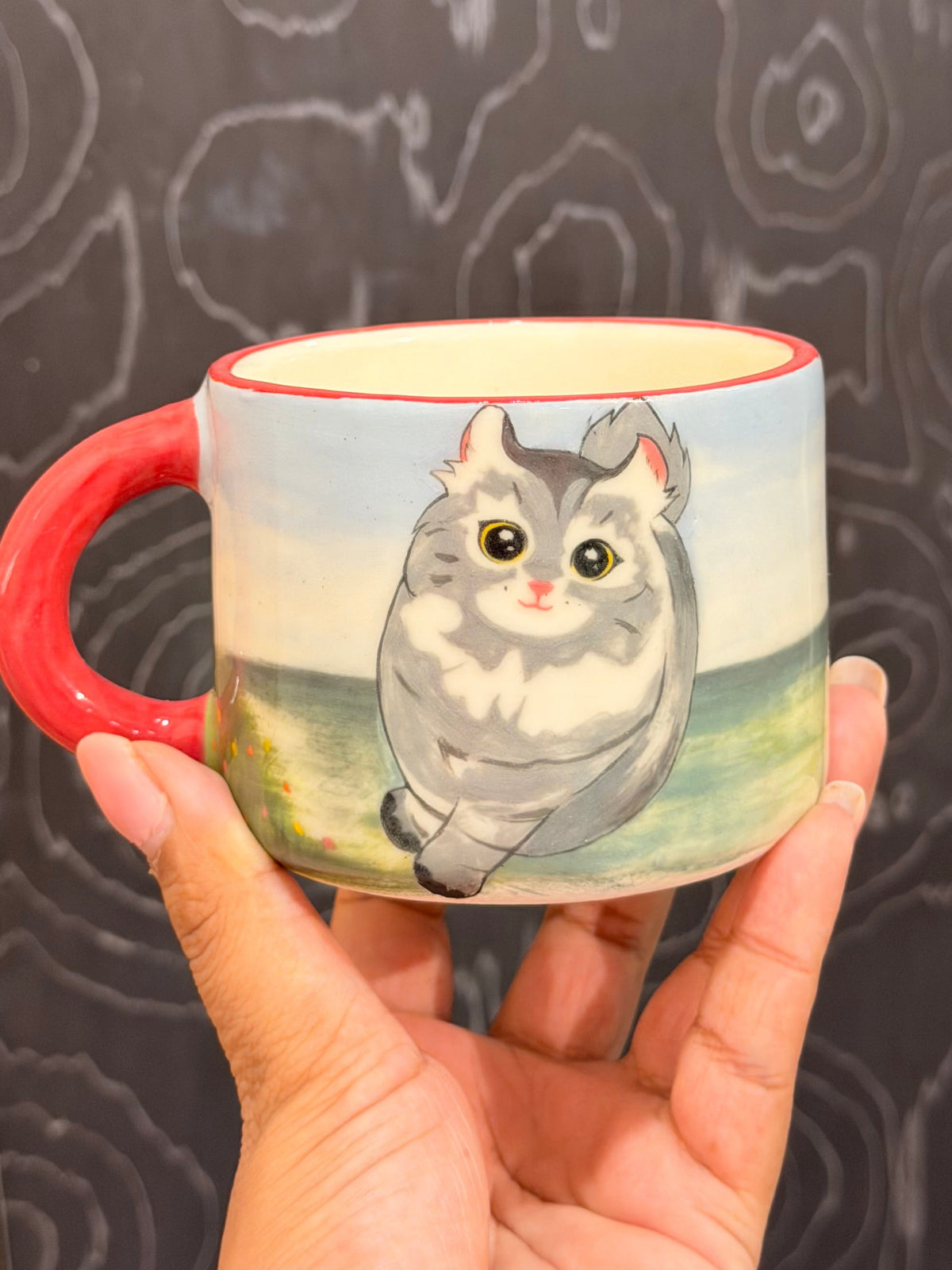 Grey cat mug