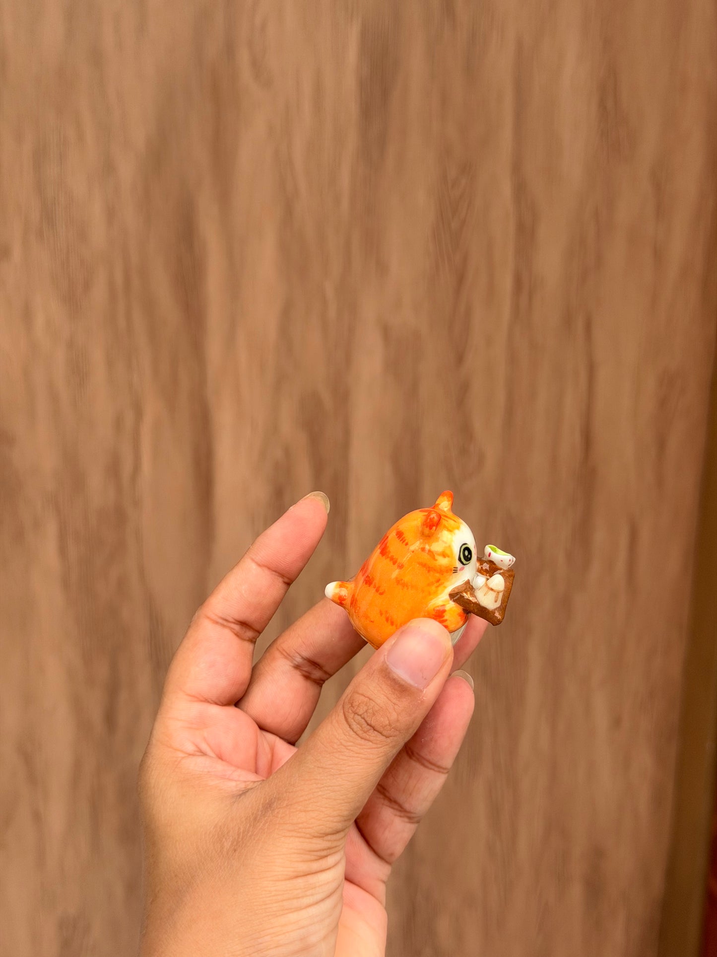 Orange Puffer Cat Chashaku holder