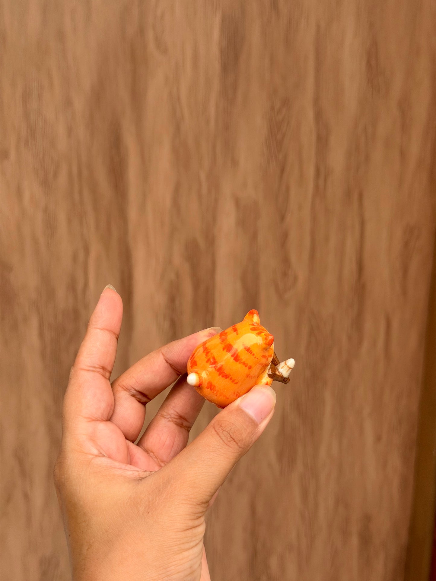 Orange Puffer Cat Chashaku holder