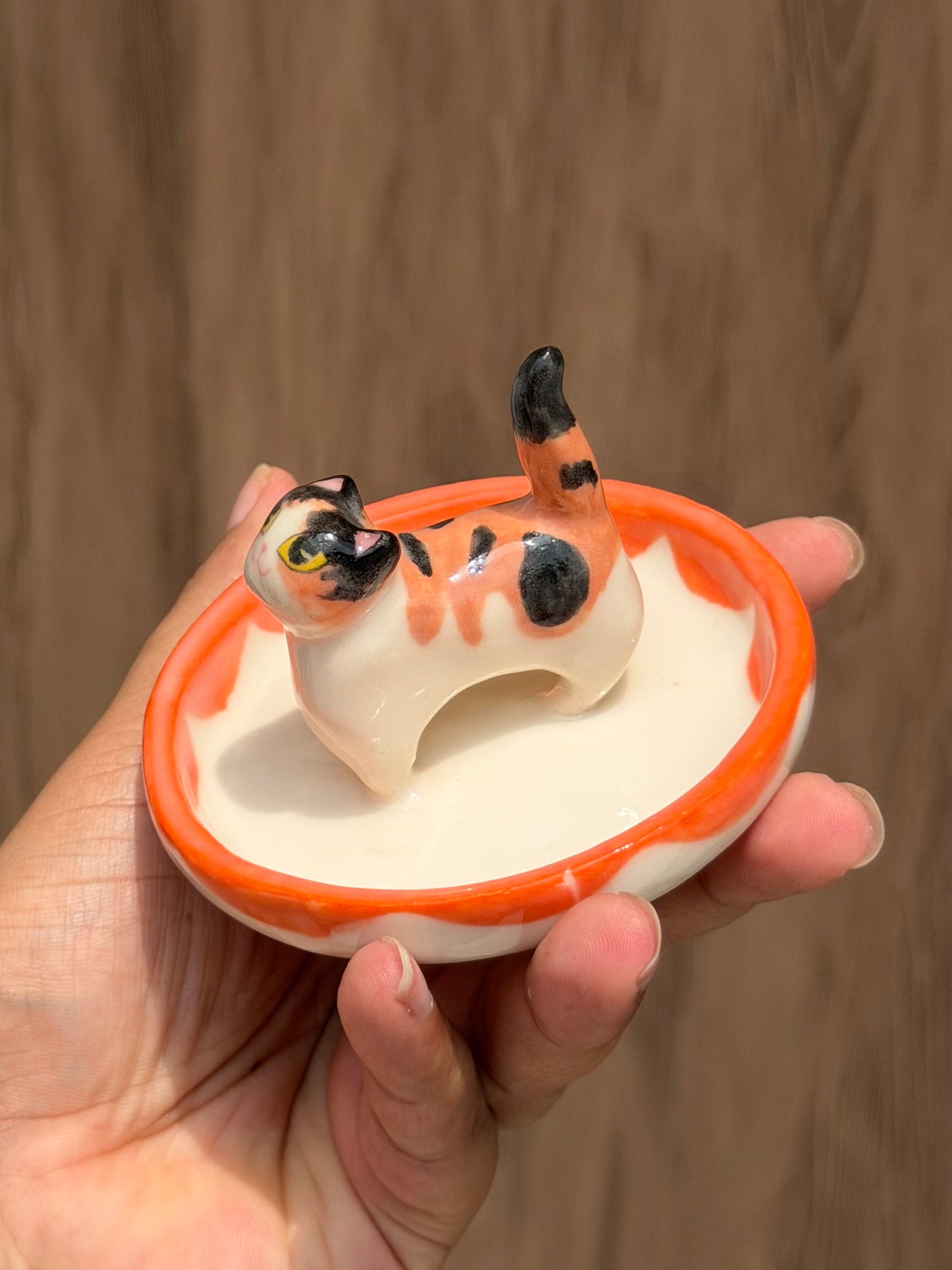 Orange cat trinket tray