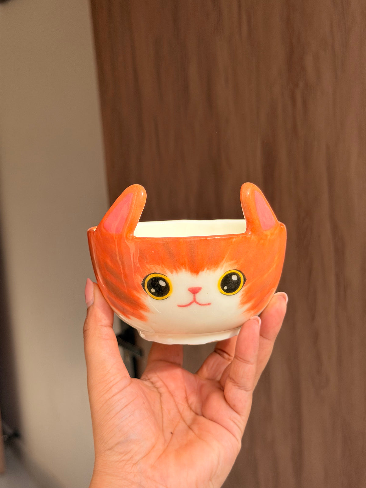 Orange cat bowl