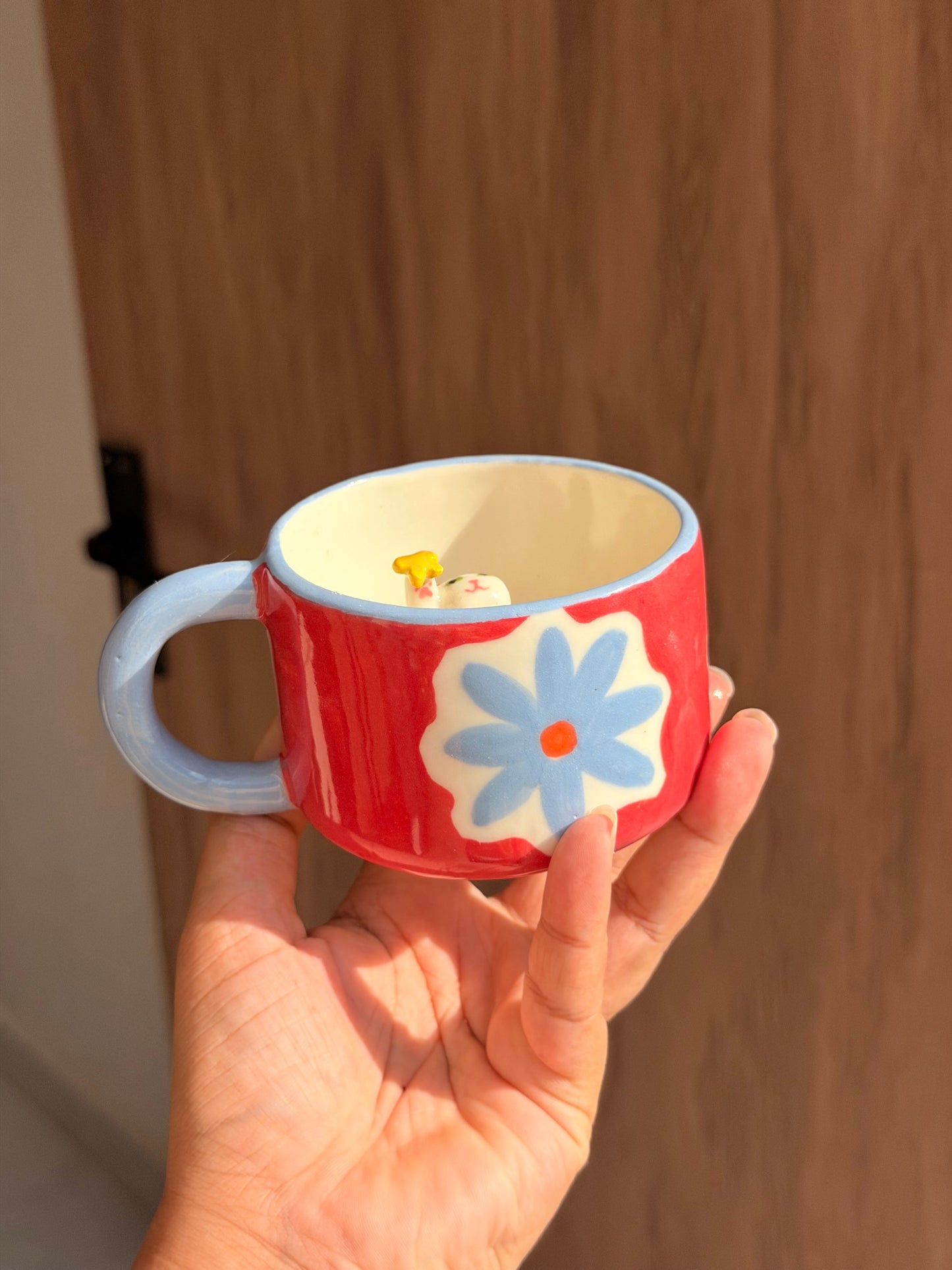 White cat mug