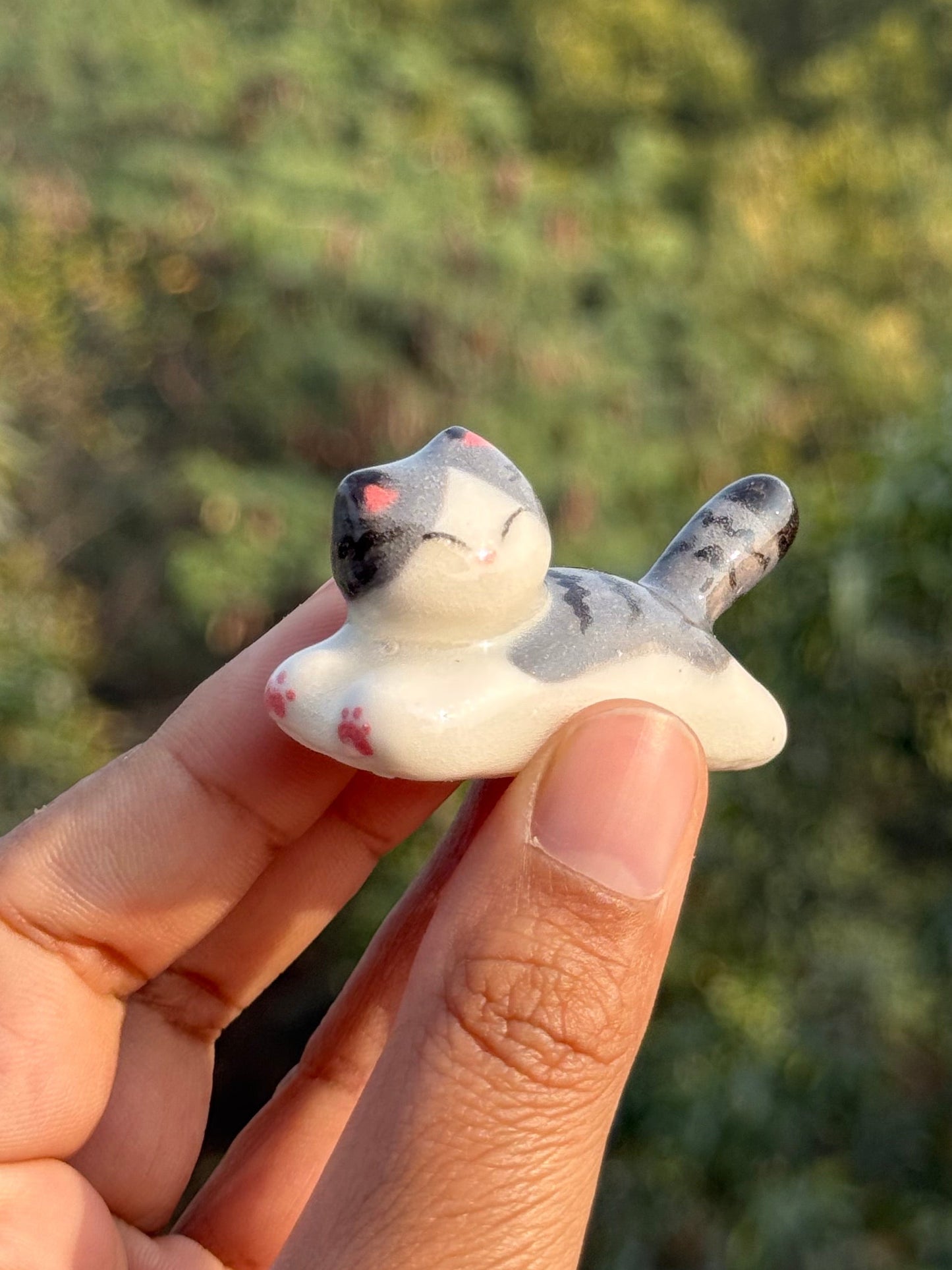 Grey cat chopstick & Chashaku holder