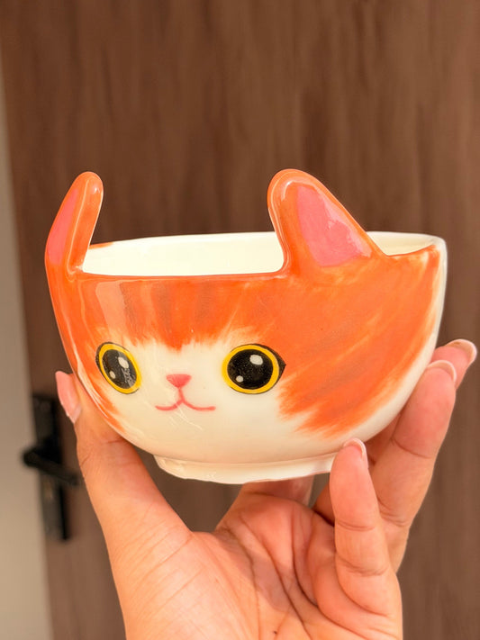 Orange cat bowl