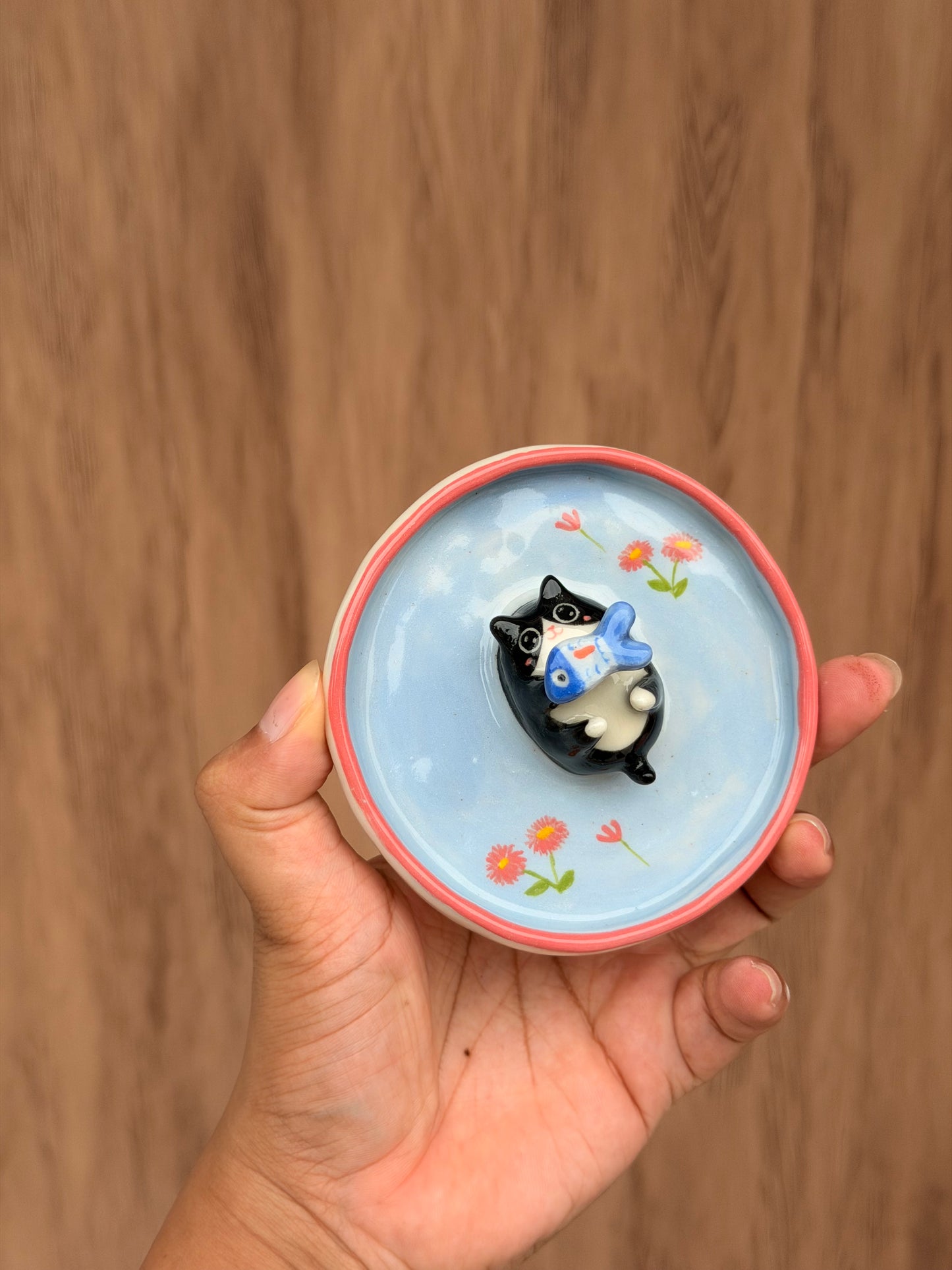 Black Cat & fish trinket