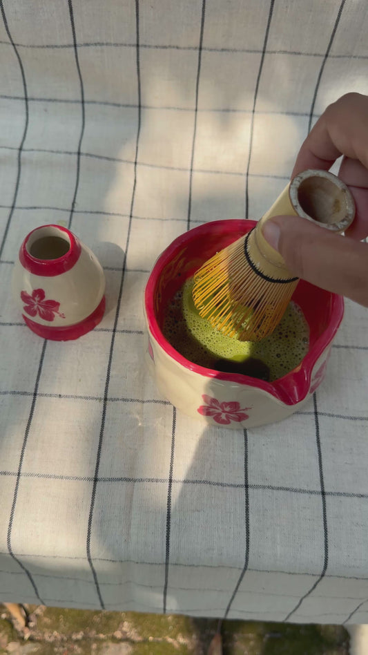 Red tropical Matcha set